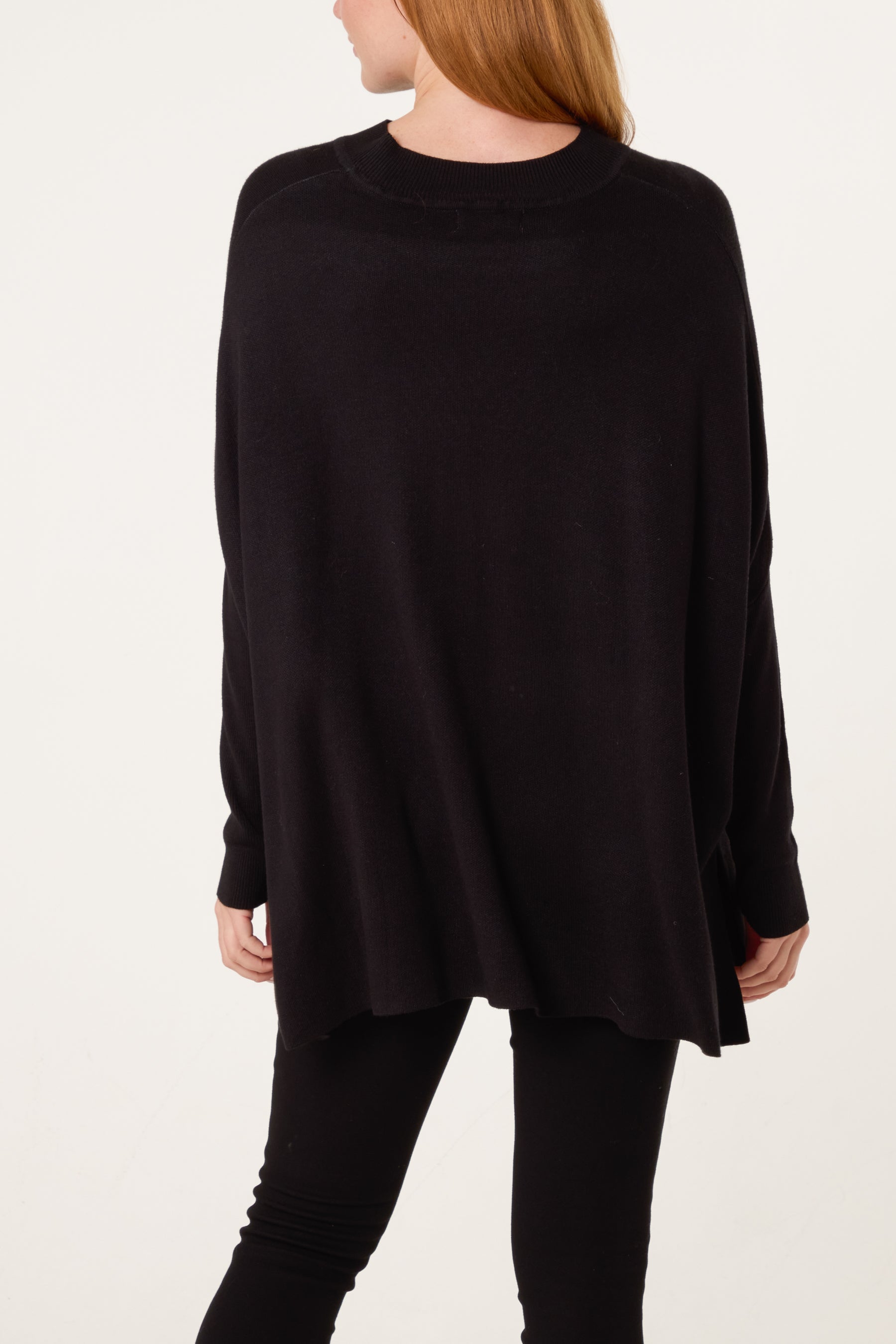 Batwing Diamante Heart High Neck Jumper