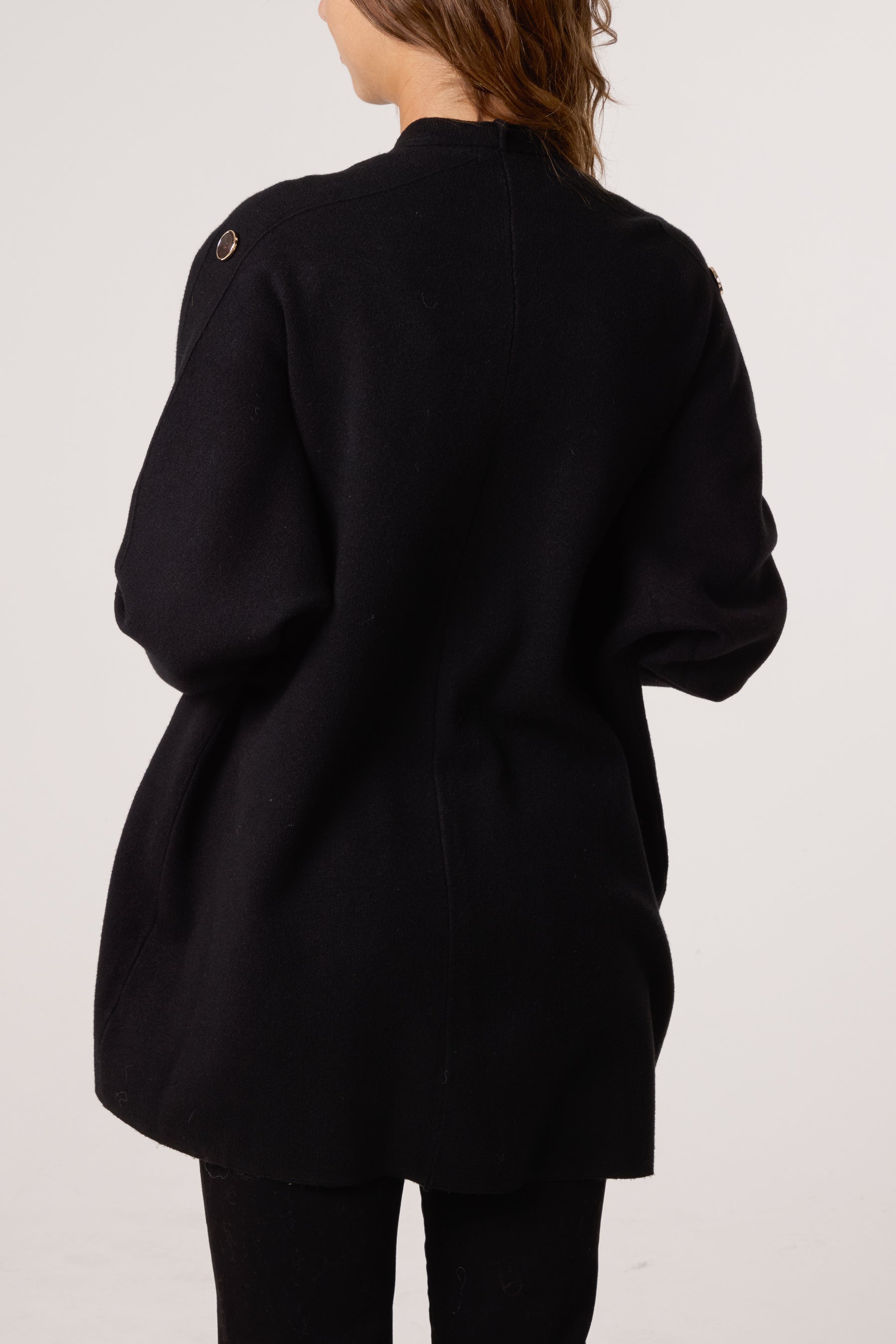 Button Sleeve Open Front Cardigan