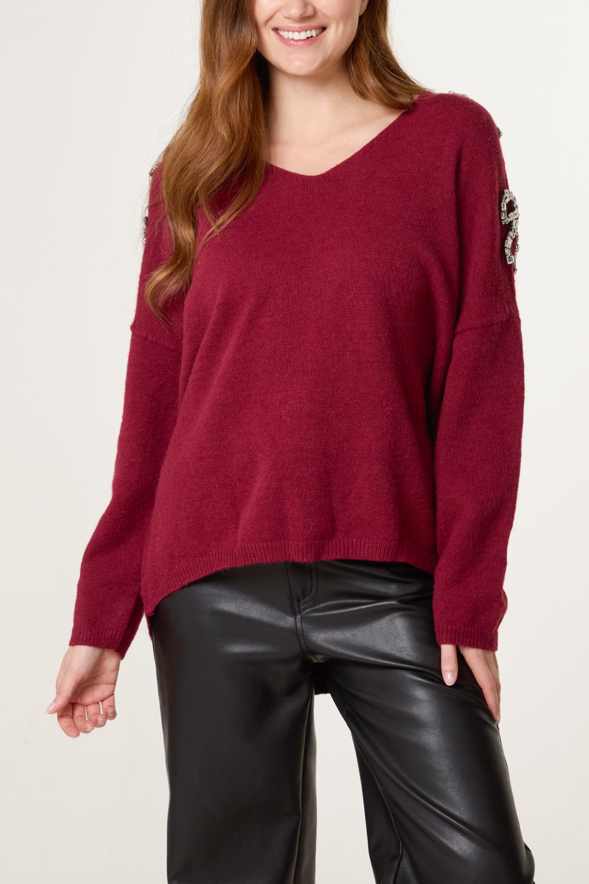 Diamante Bow Sleeve Jumper