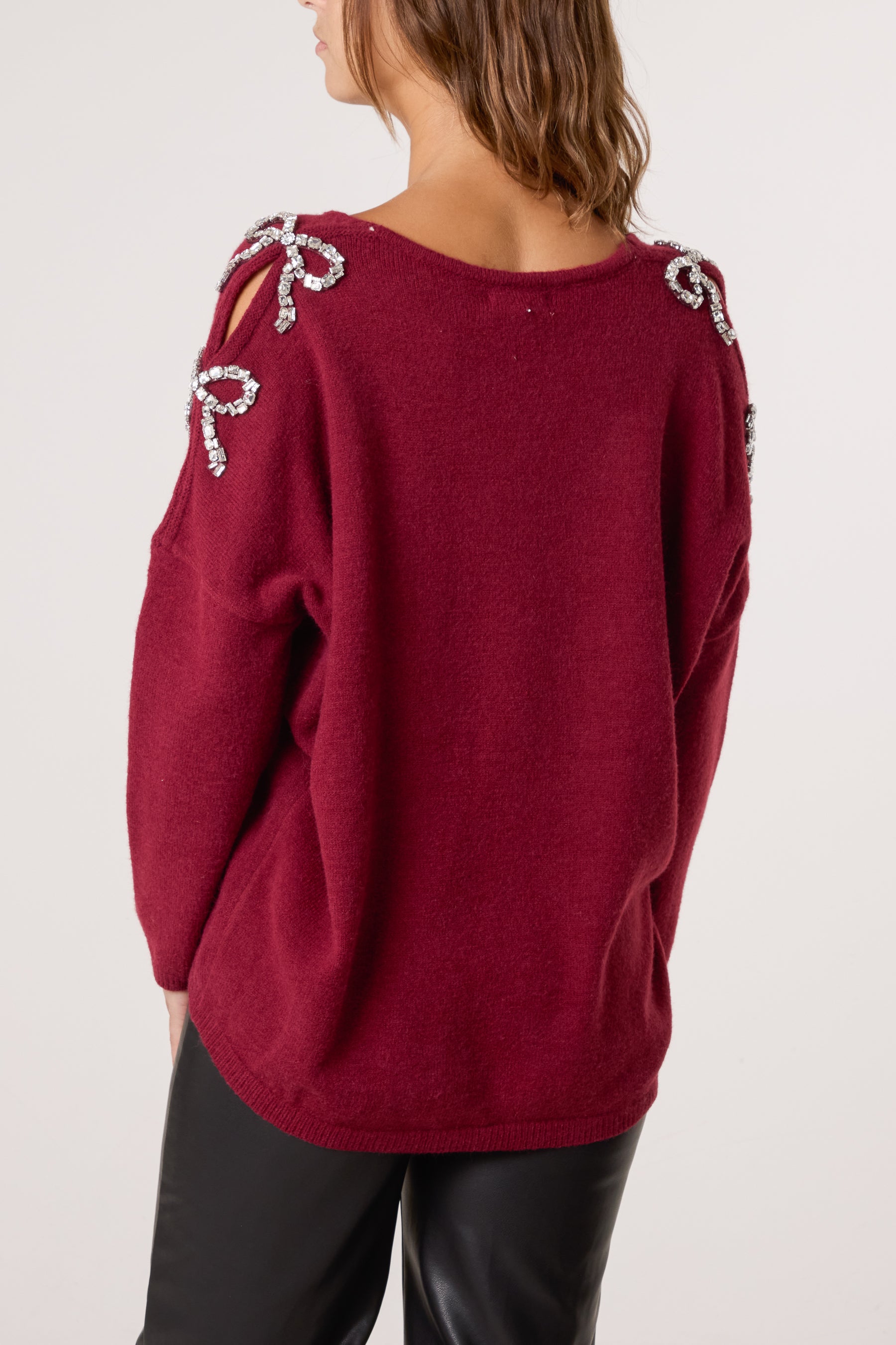 Diamante Bow Sleeve Jumper