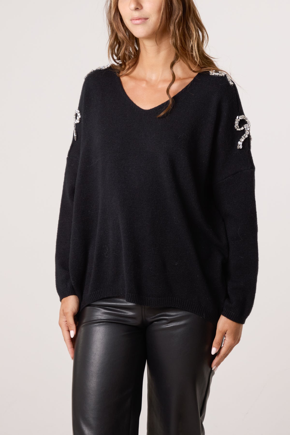 Diamante Bow Sleeve Jumper