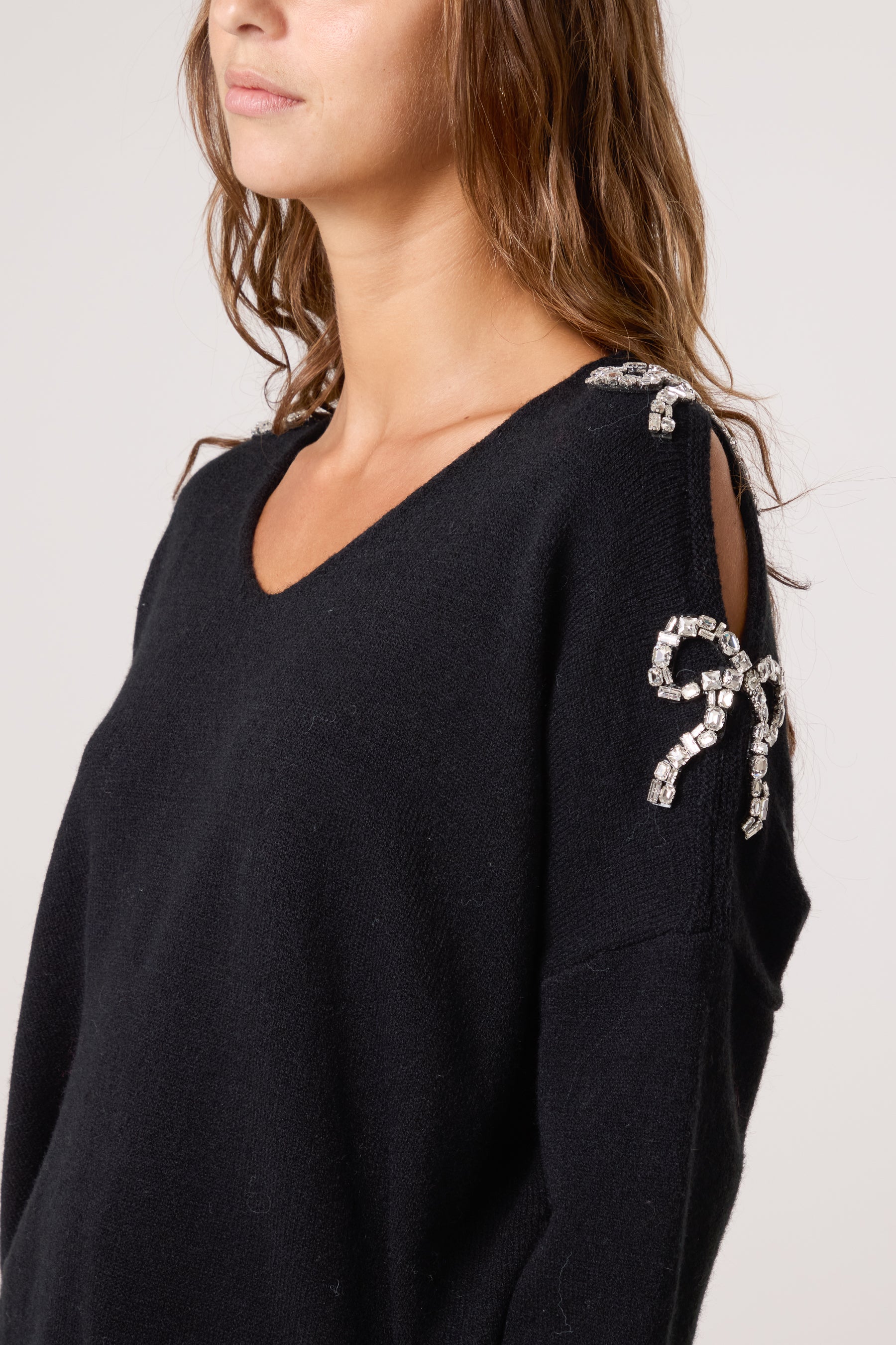 Diamante Bow Sleeve Jumper