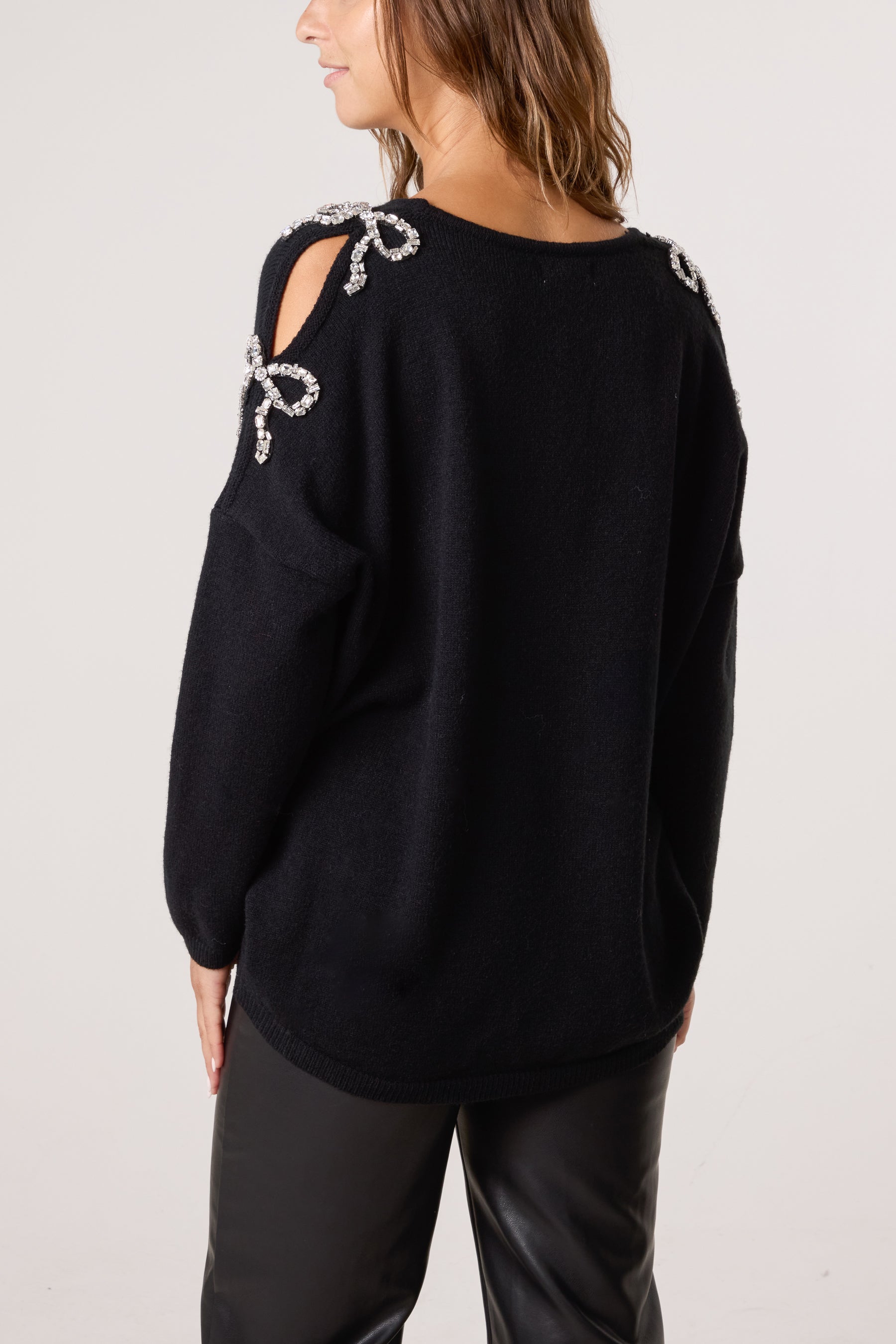 Diamante Bow Sleeve Jumper