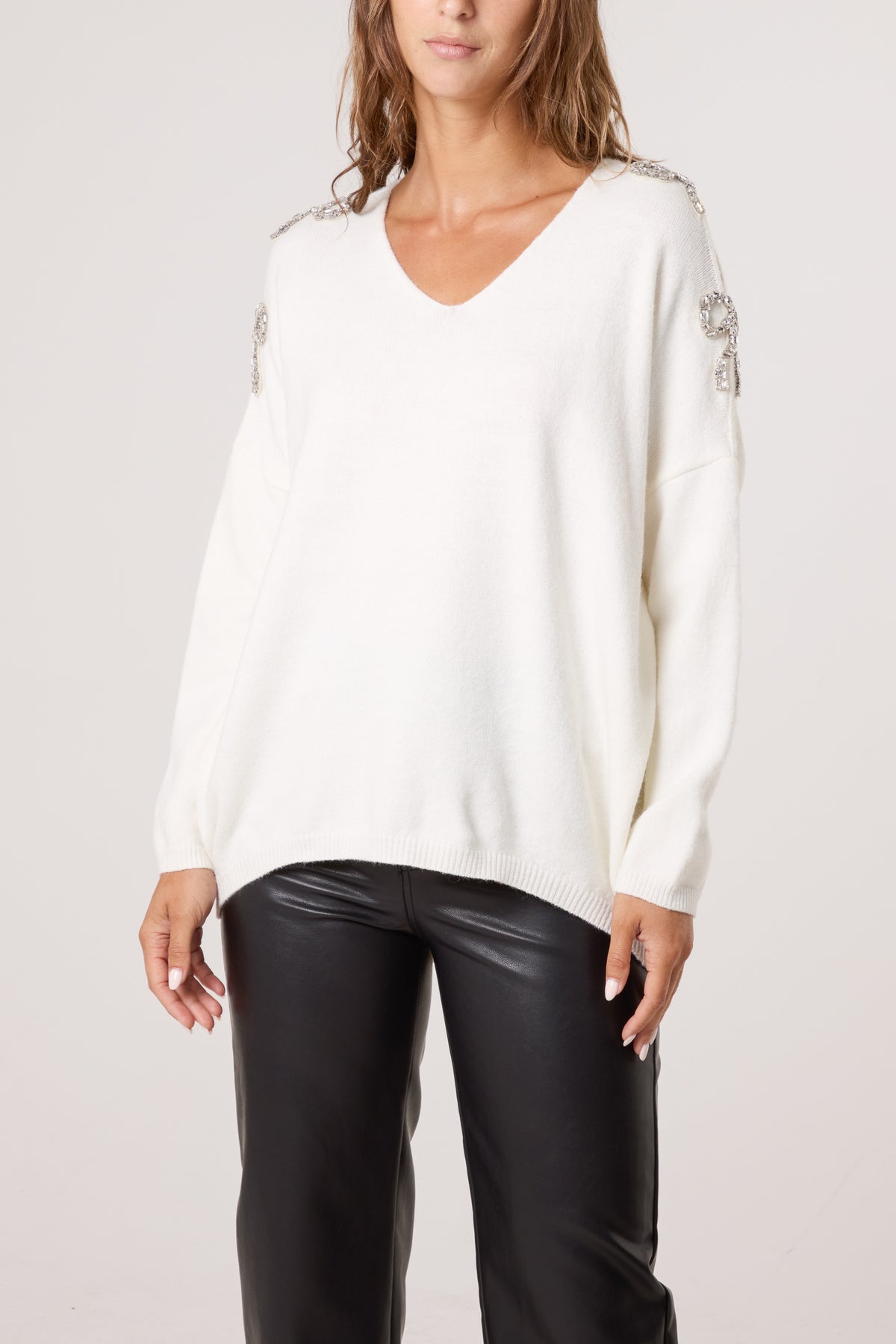 Diamante Bow Sleeve Jumper