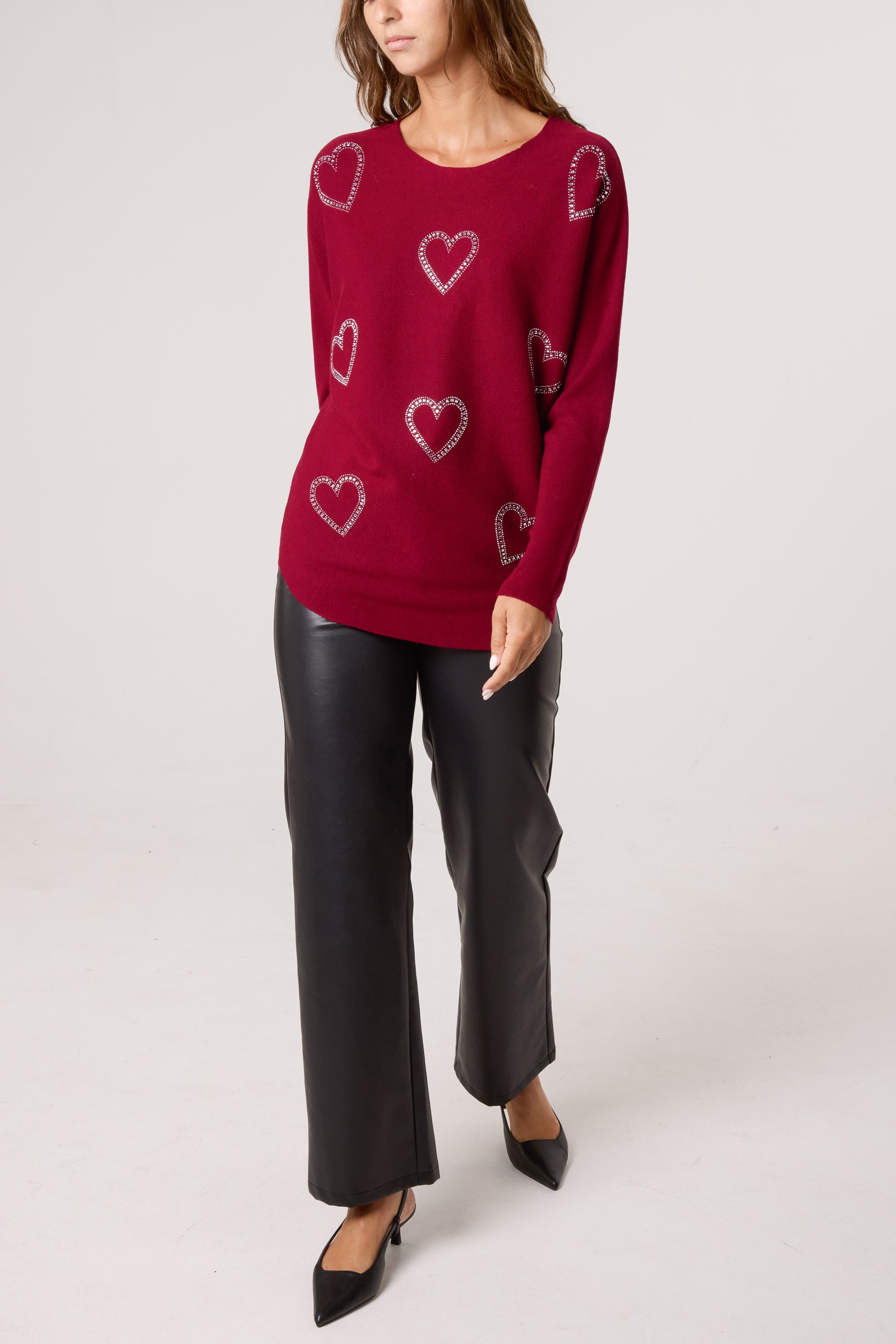 Sequin Heart Fine Knit Jumper