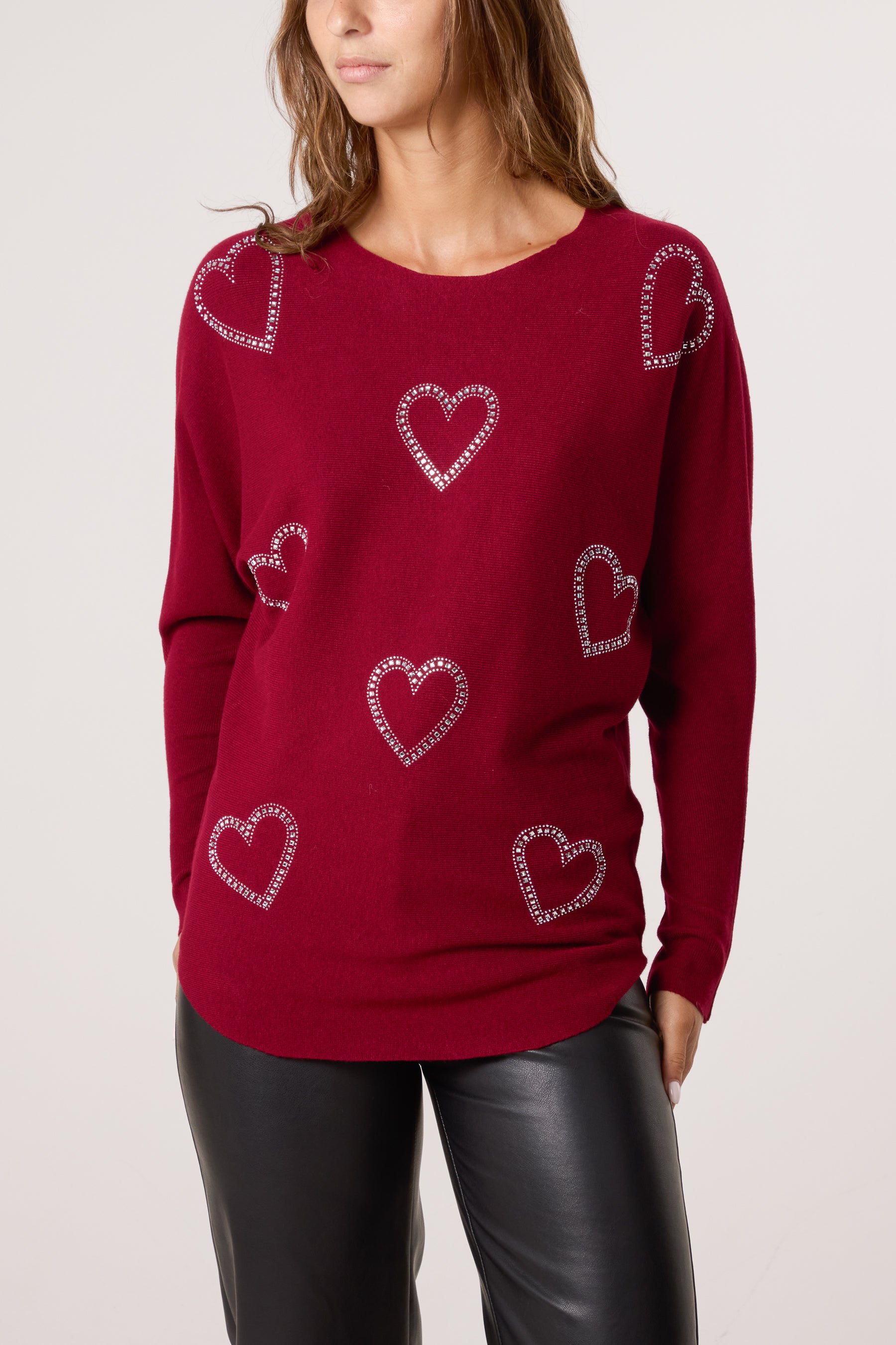 Sequin Heart Fine Knit Jumper