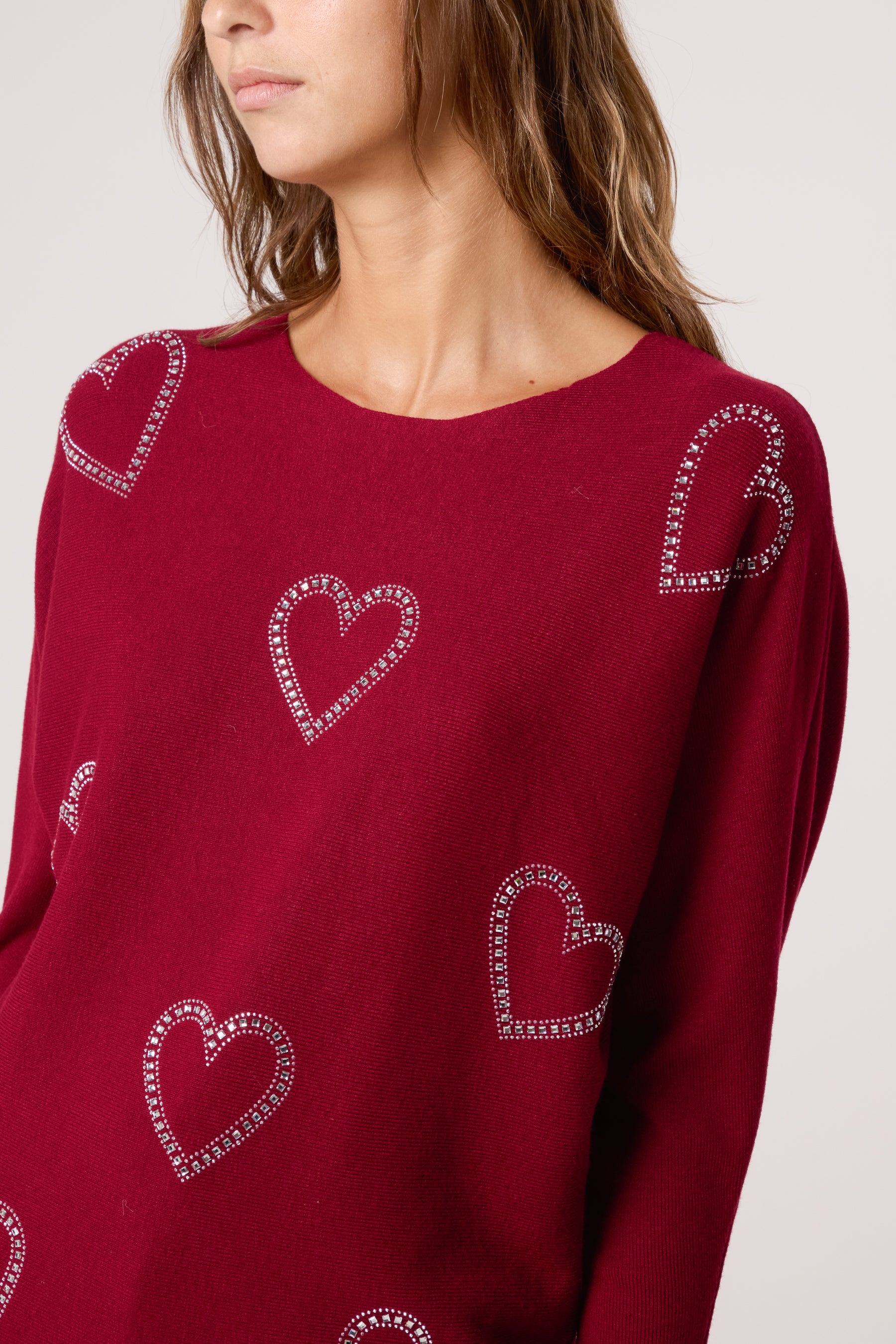 Sequin Heart Fine Knit Jumper
