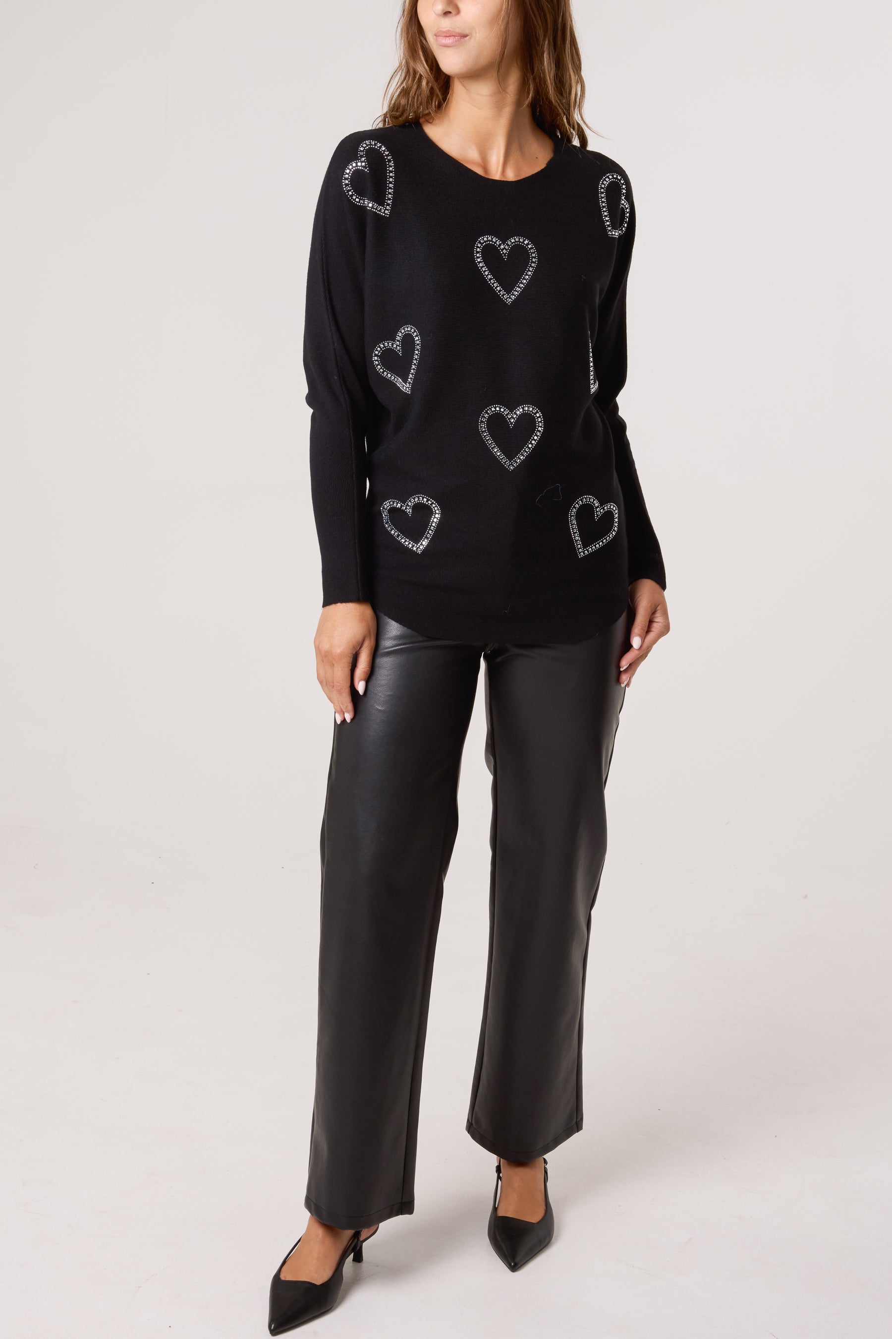 Sequin Heart Fine Knit Jumper