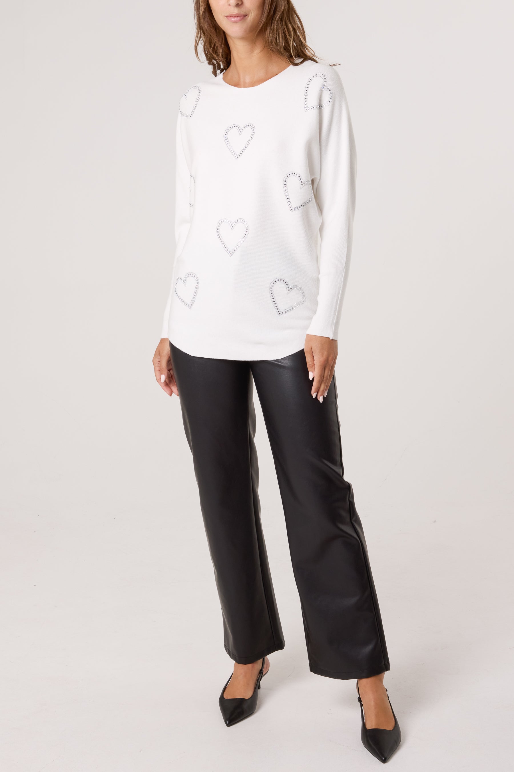 Sequin Heart Fine Knit Jumper