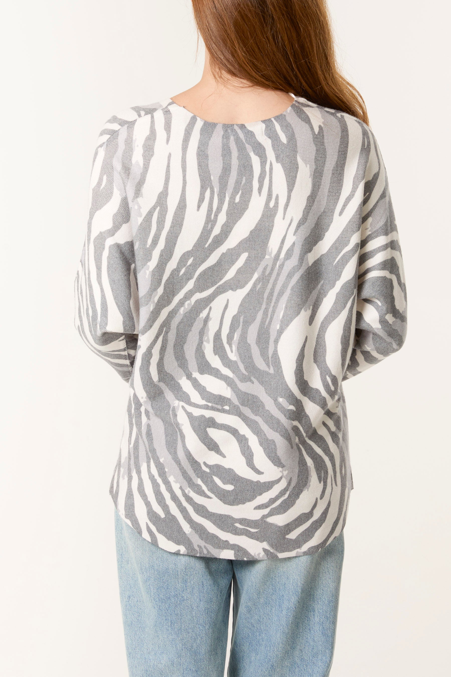 Zebra Print Round Neck Jumper