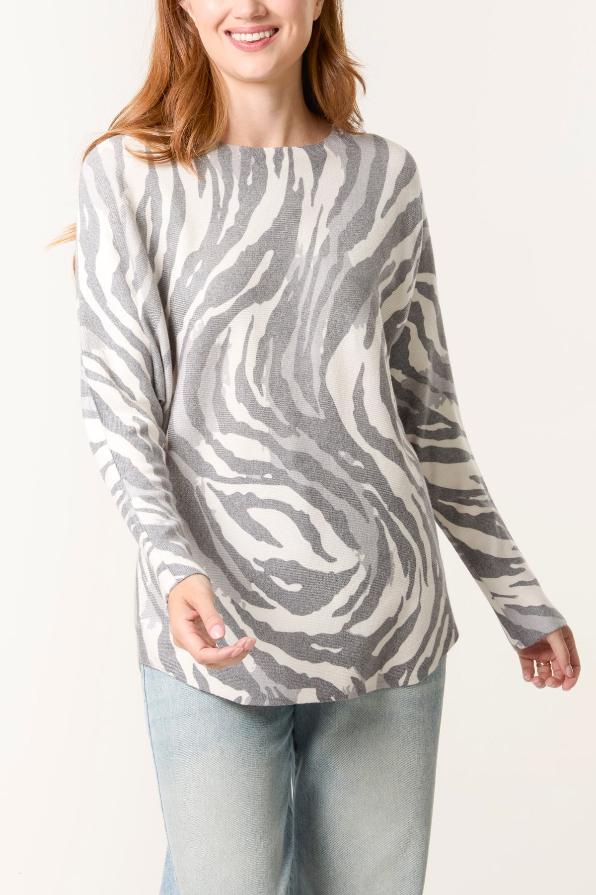 Zebra Print Round Neck Jumper