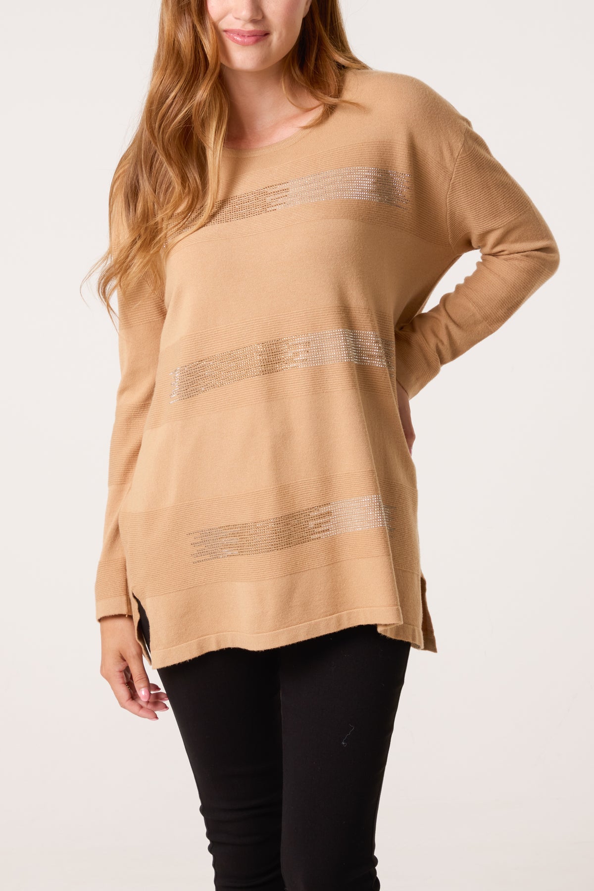 Diamante Blocks Fine Knit Jumper