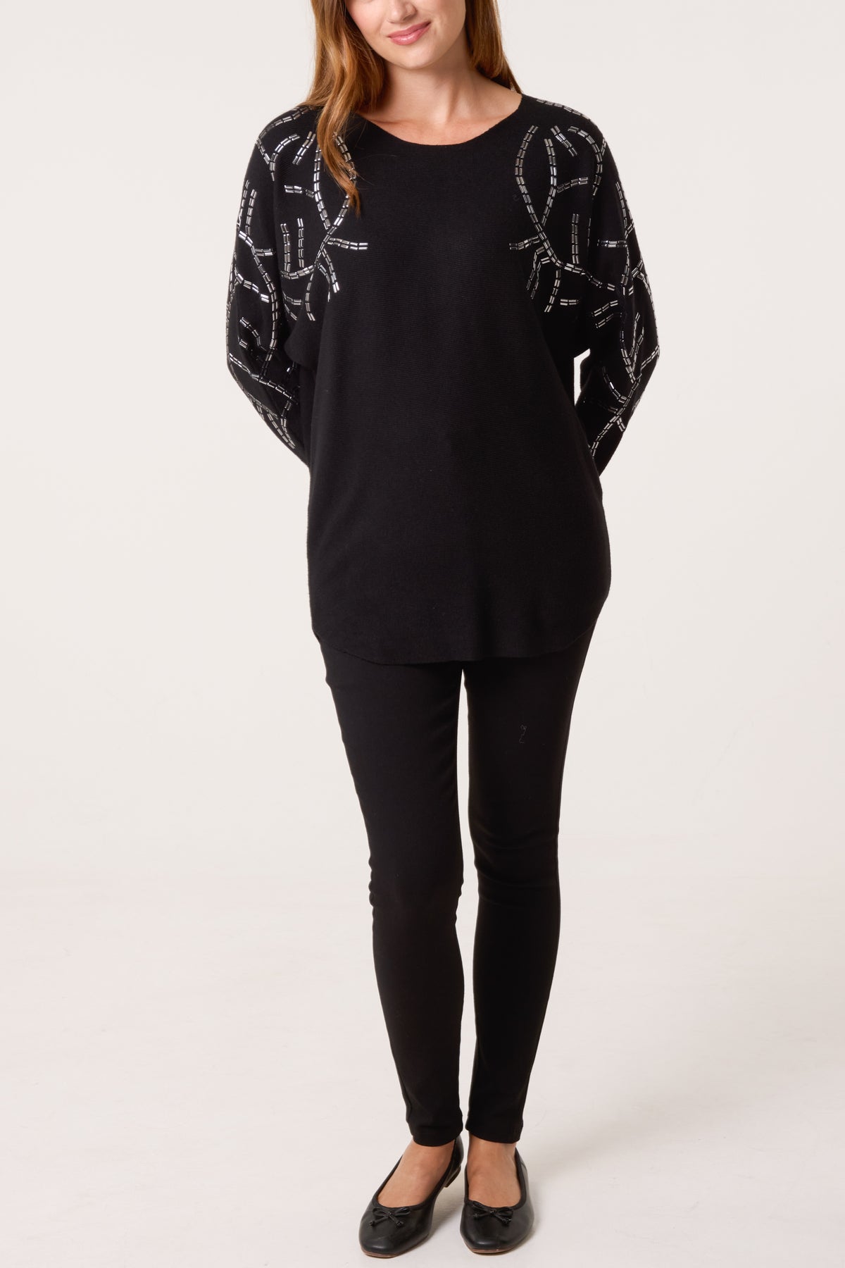 Embellished Shoulder Fine Knit Jumper