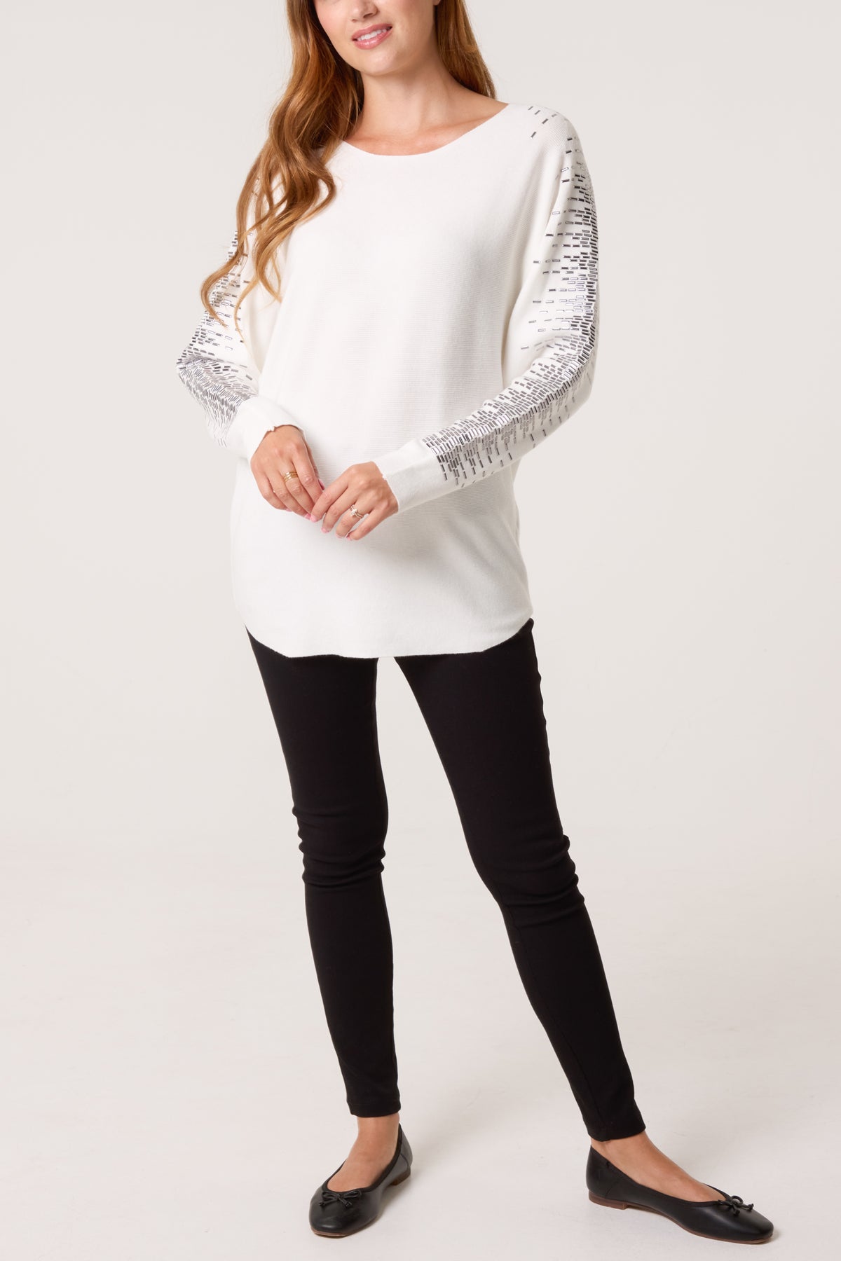 Embellished Shoulder Fine Knit Jumper