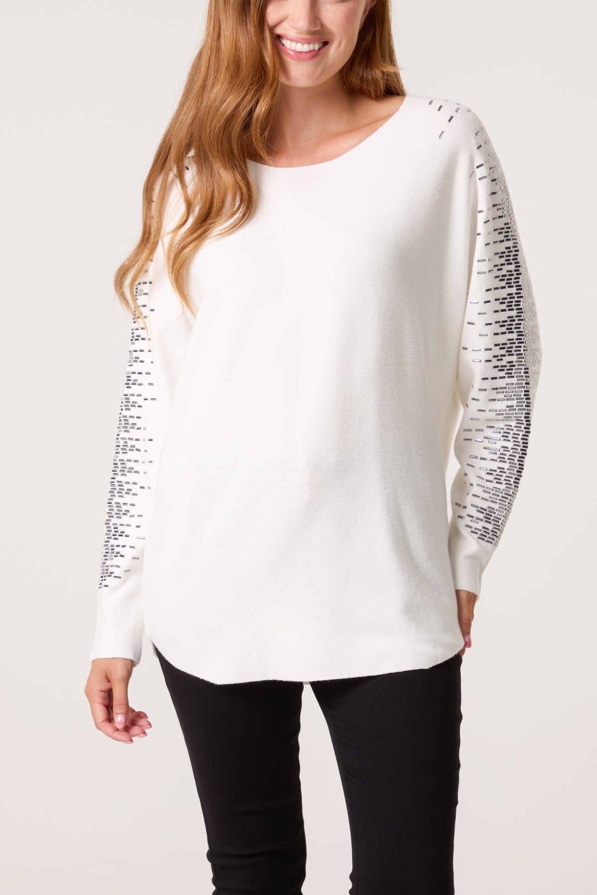 Embellished Shoulder Fine Knit Jumper