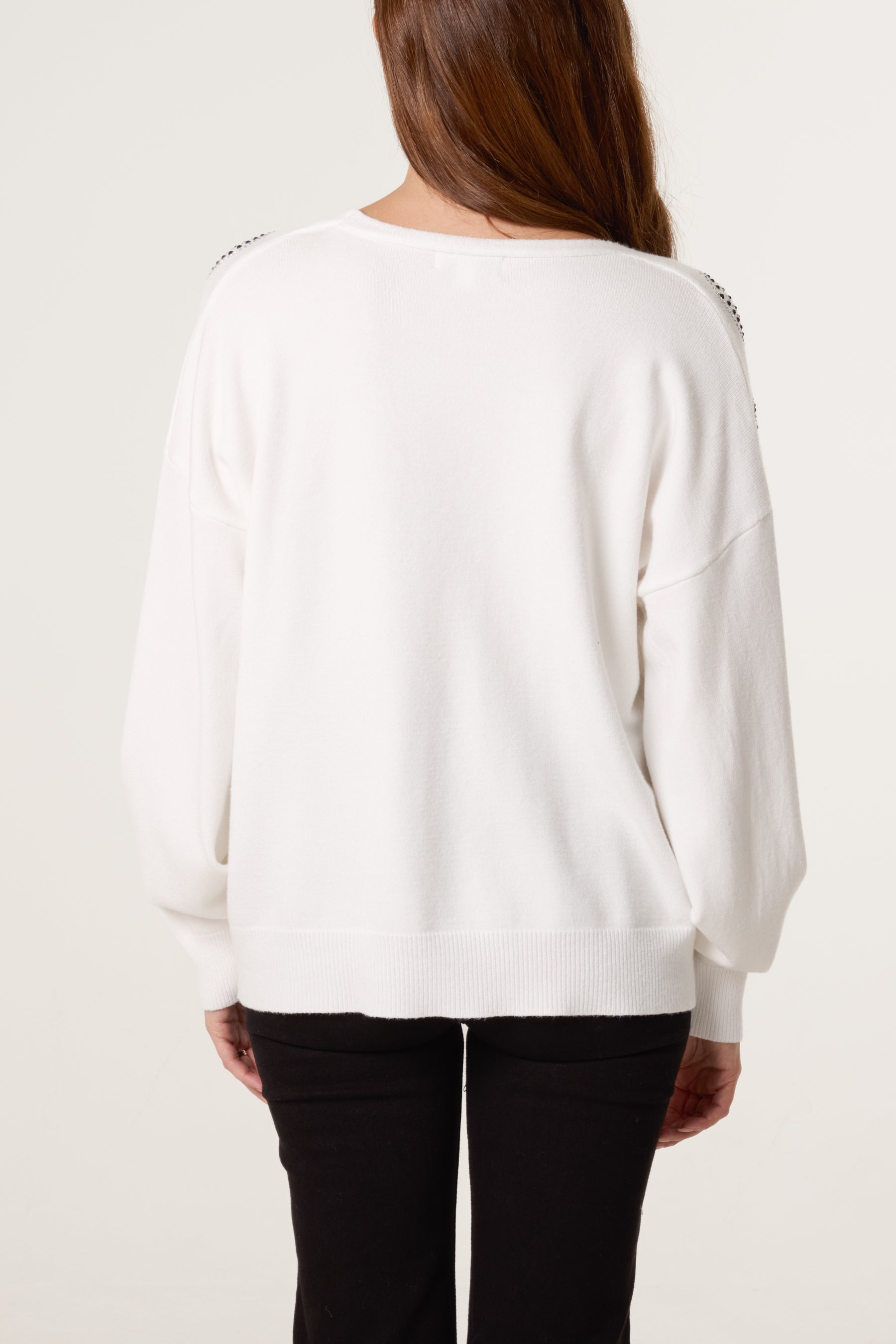 Embellished Pattern V-Neck Cardigan