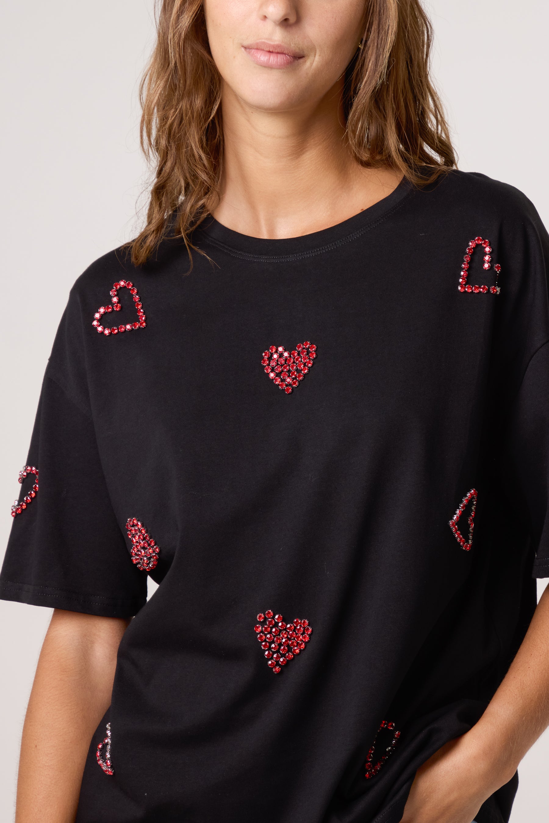 Embellished Hearts Cotton T-Shirt