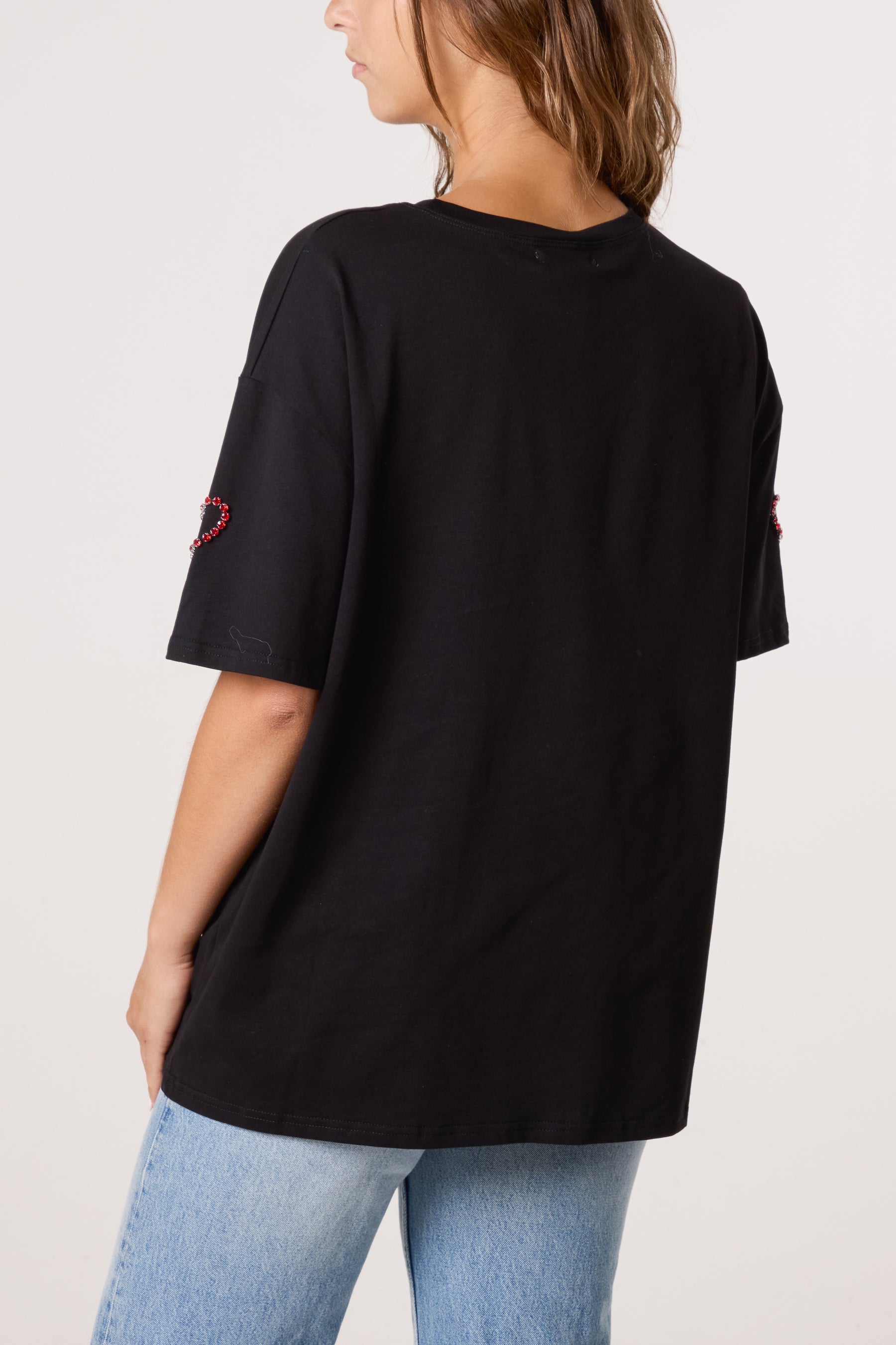 Embellished Hearts Cotton T-Shirt