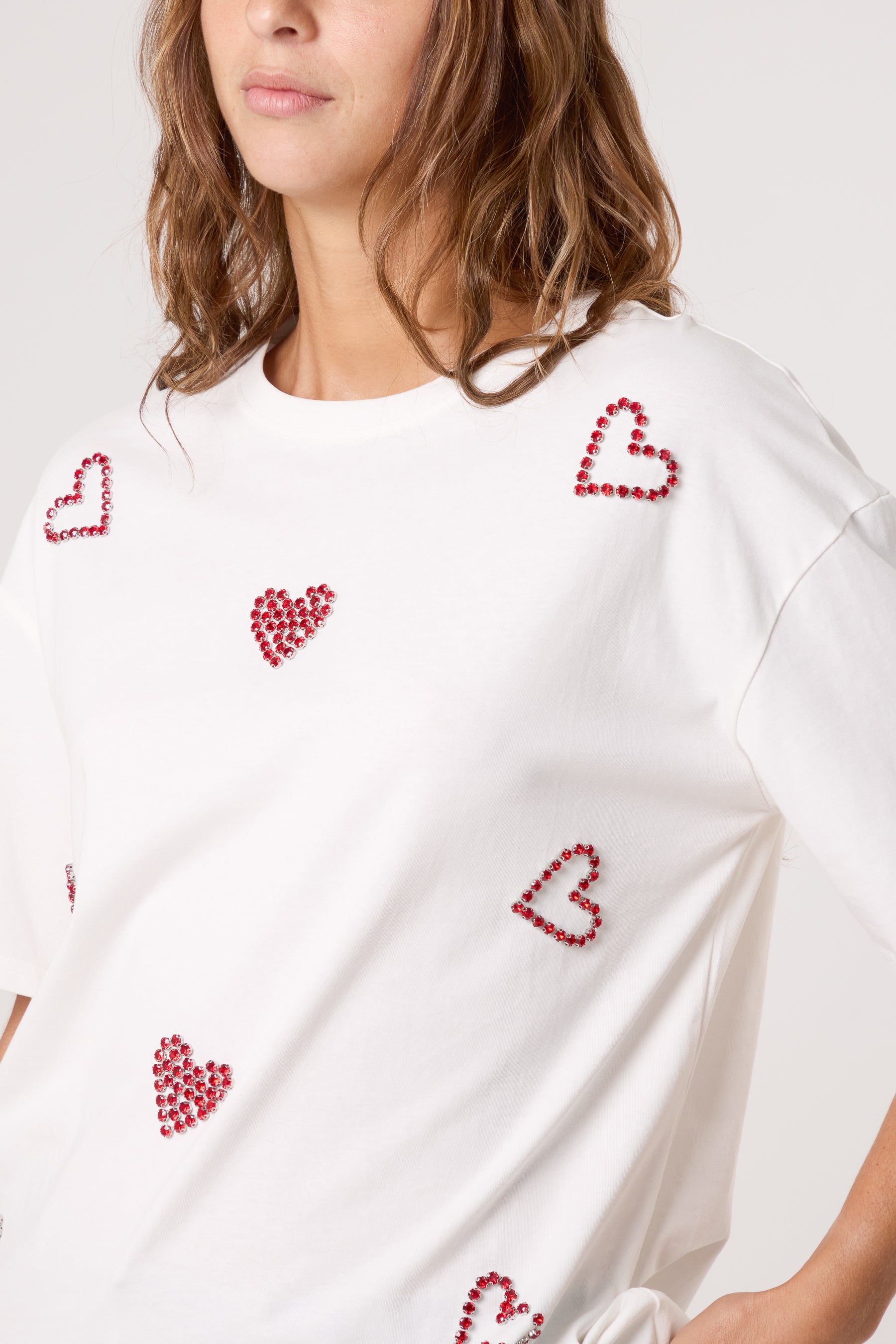 Embellished Hearts Cotton T-Shirt