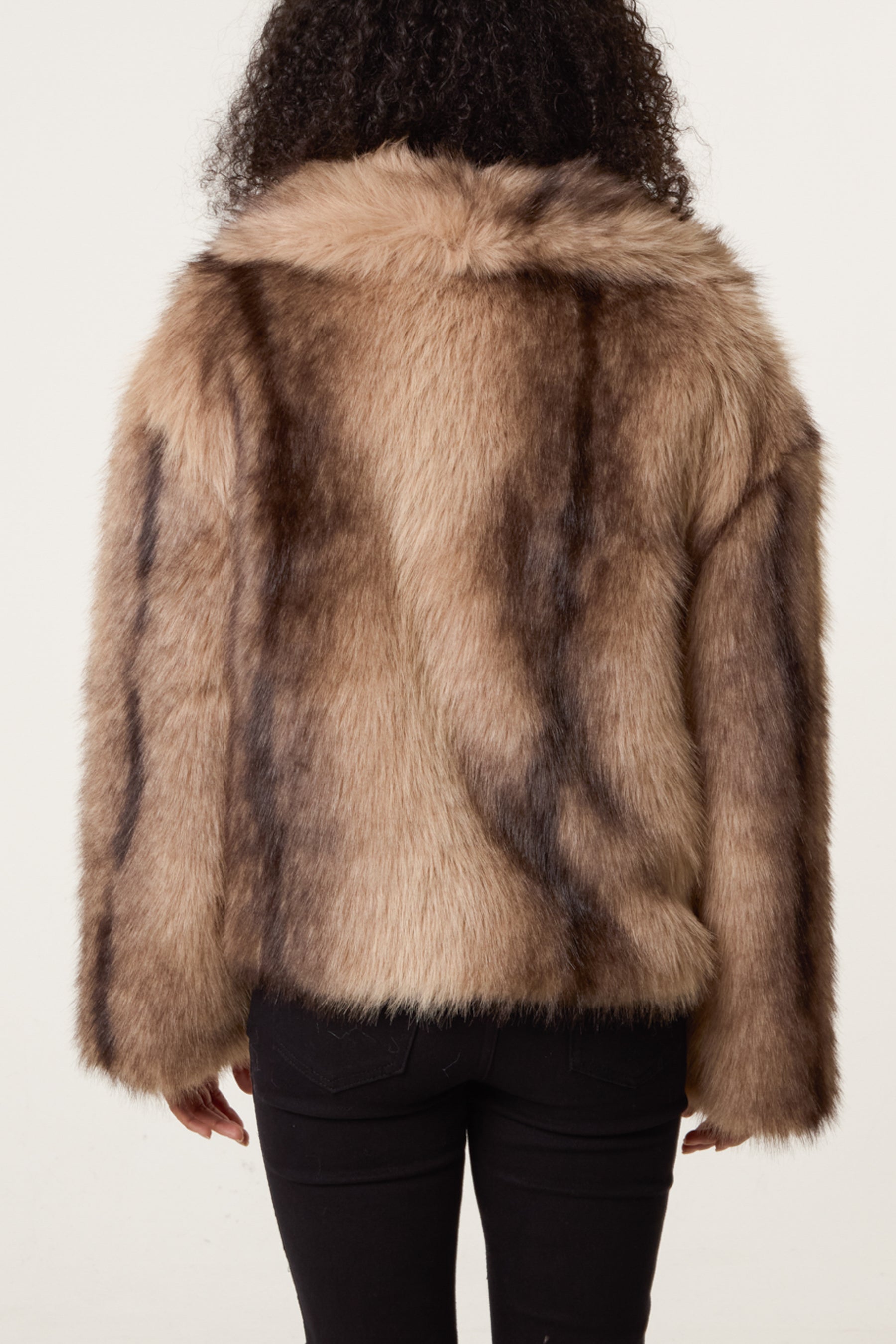 Mixed Shades Faux Fur Coat