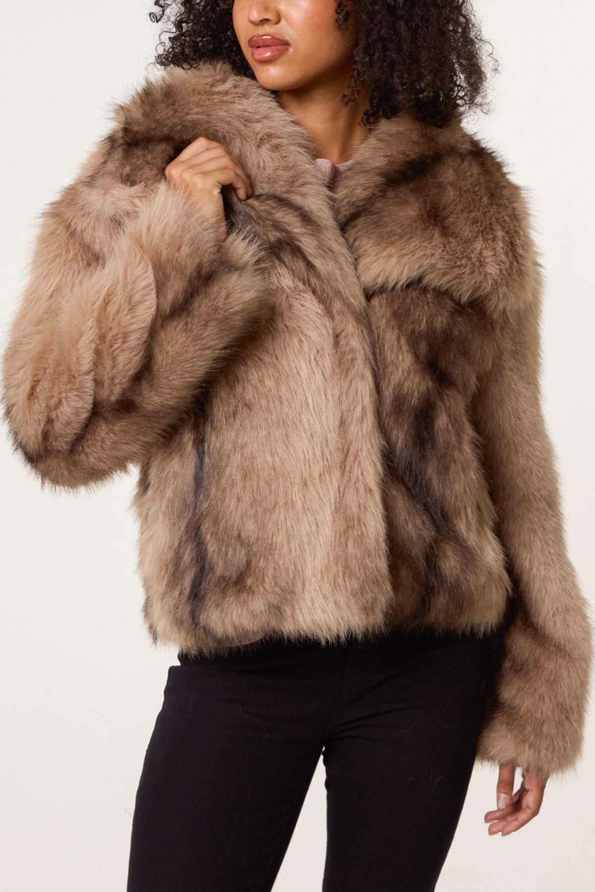 Mixed Shades Faux Fur Coat