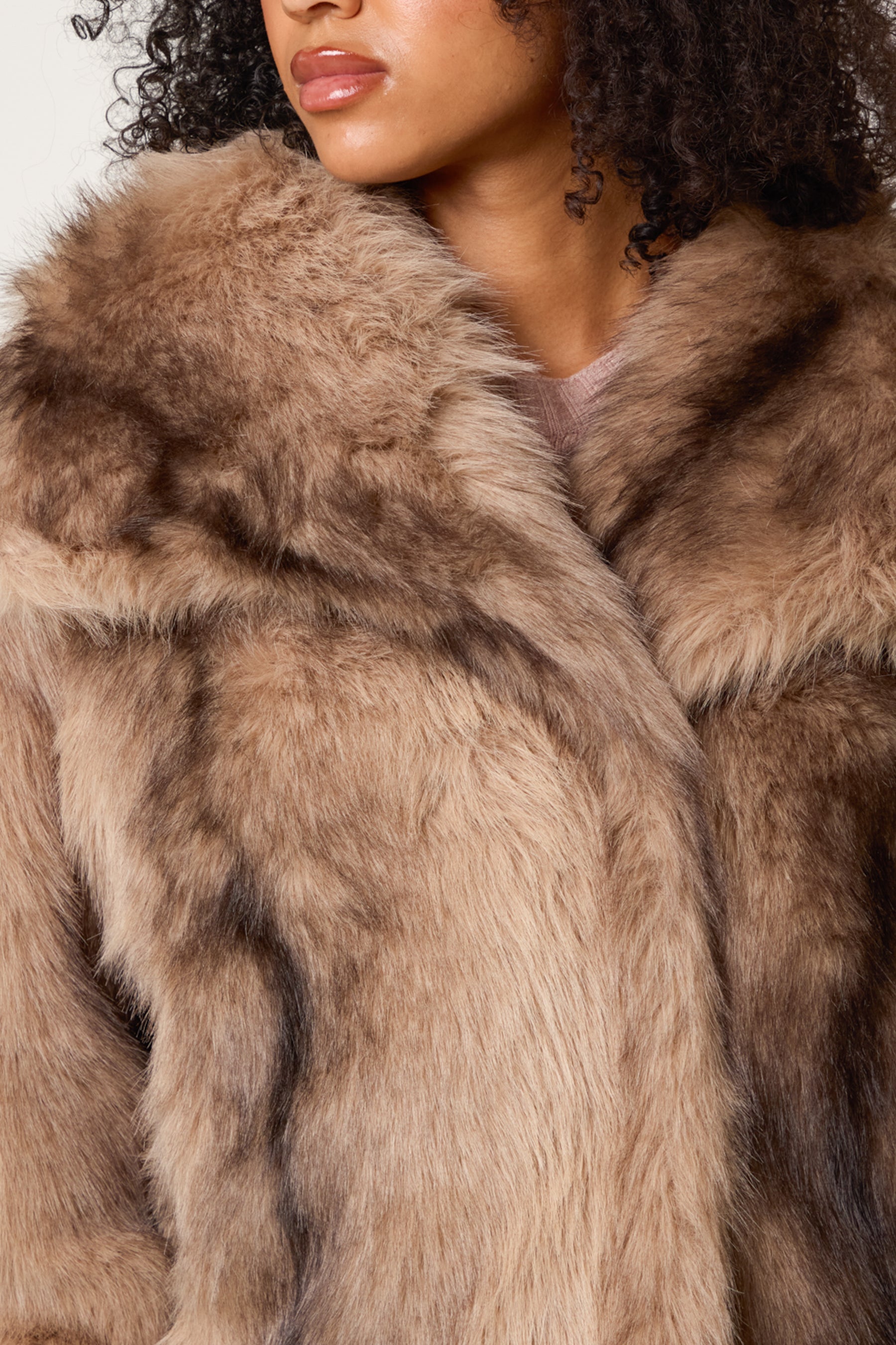 Mixed Shades Faux Fur Coat