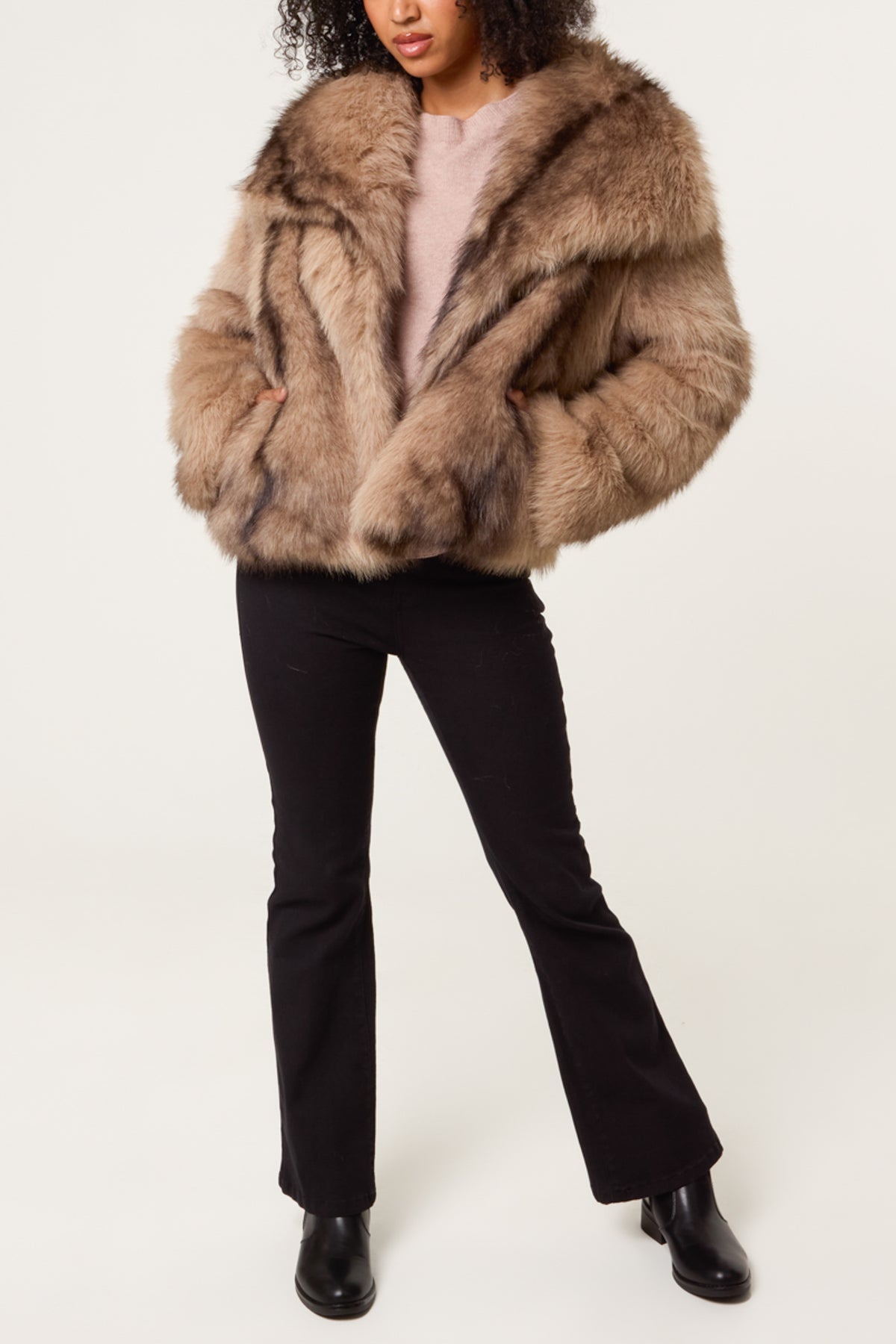Mixed Shades Faux Fur Coat
