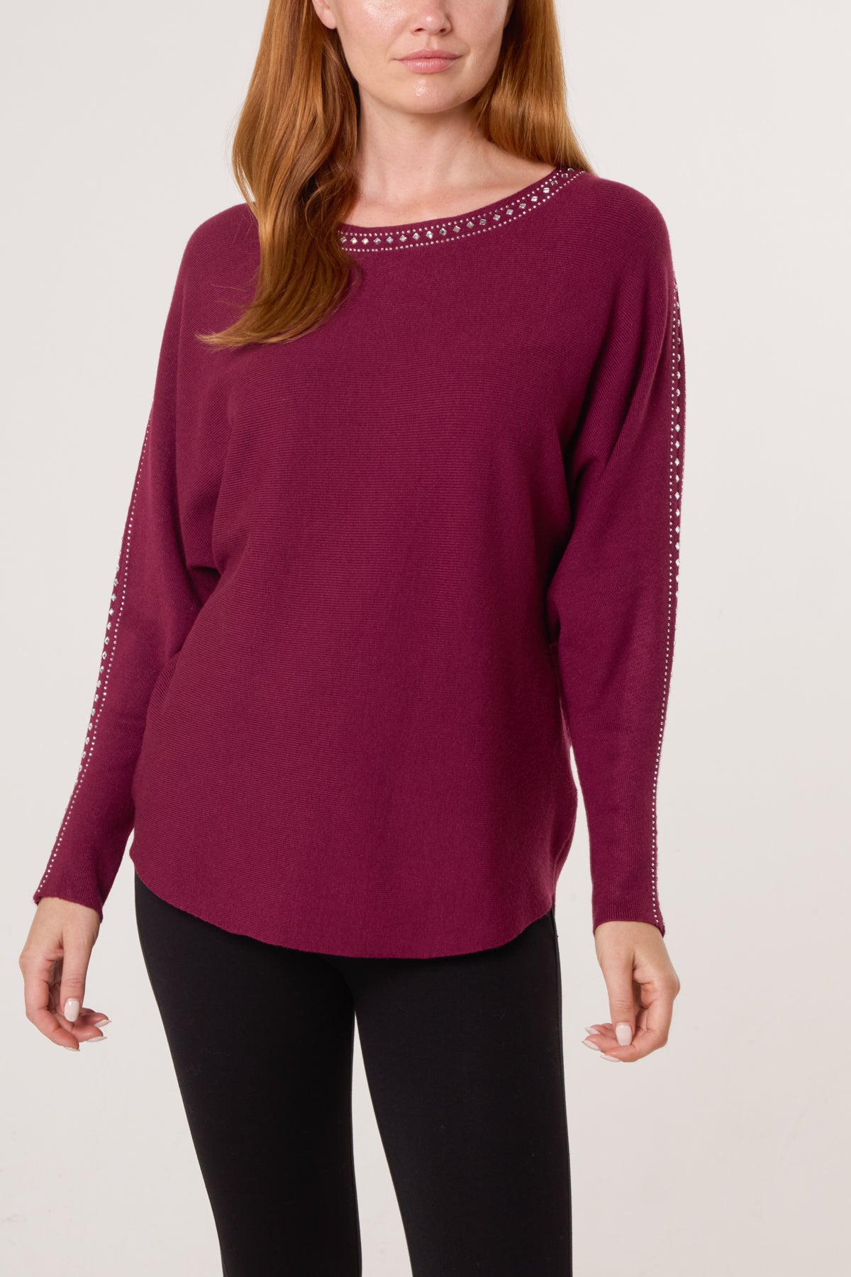 Diamante Border Fine Knit Jumper