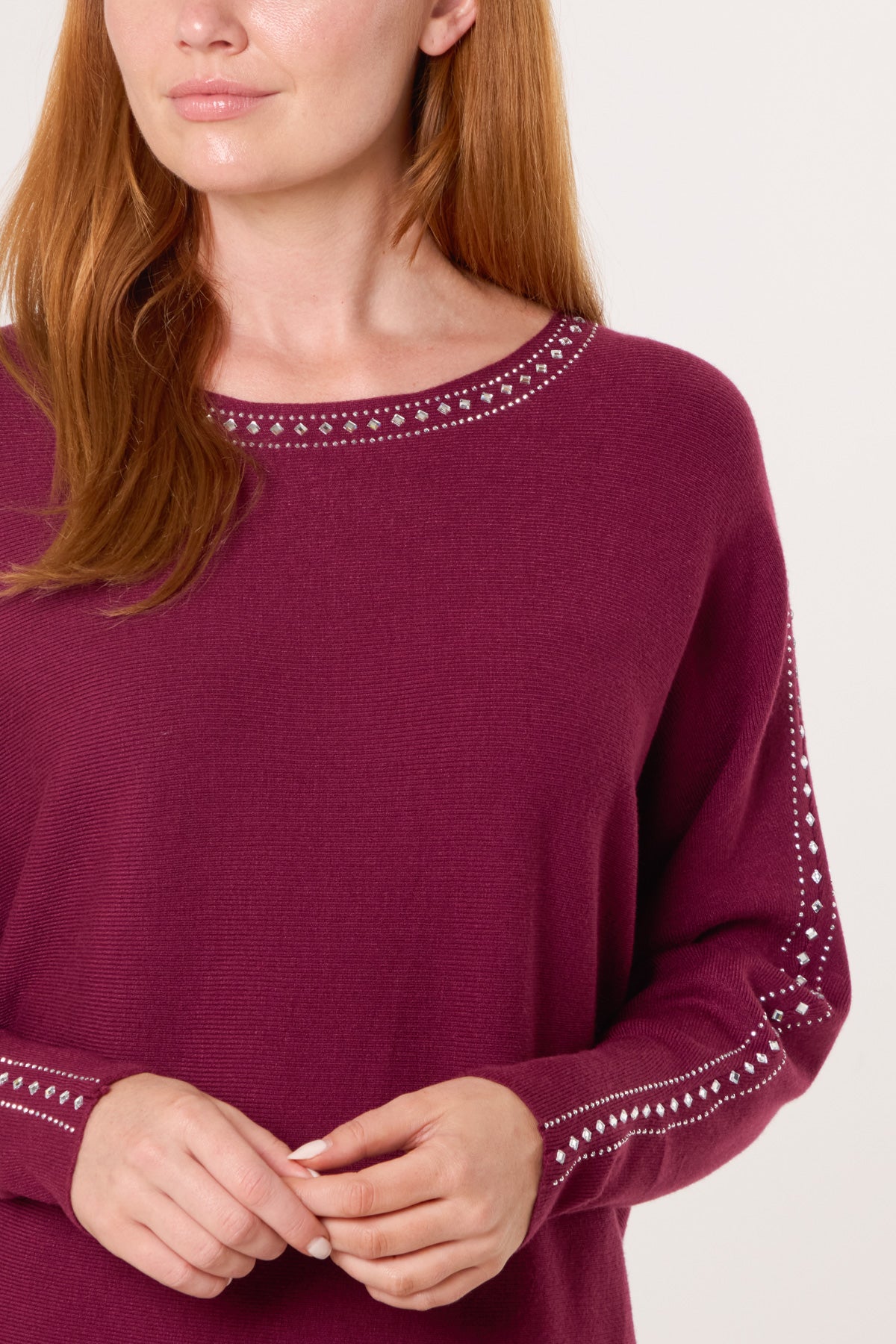 Diamante Border Fine Knit Jumper