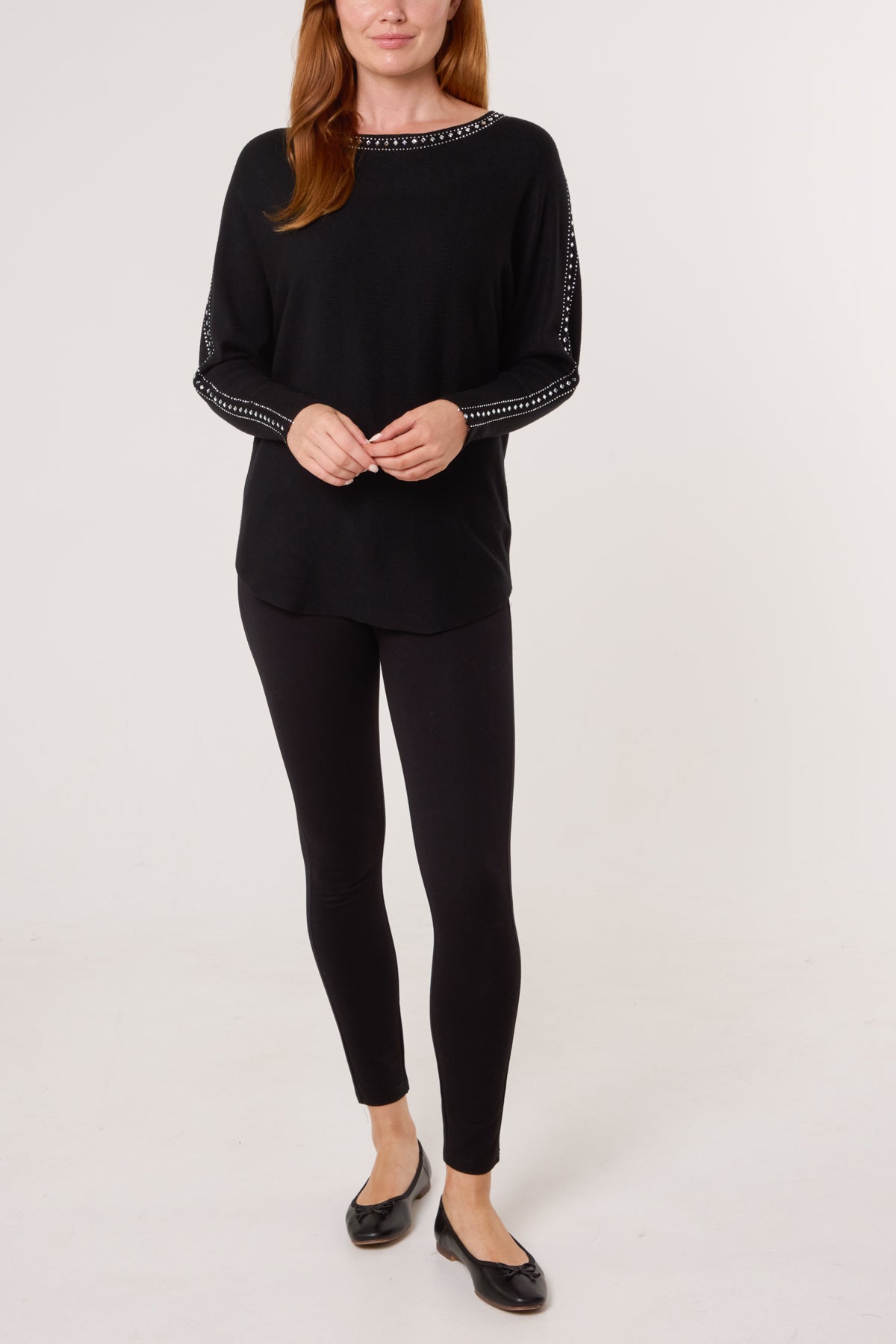 Diamante Border Fine Knit Jumper