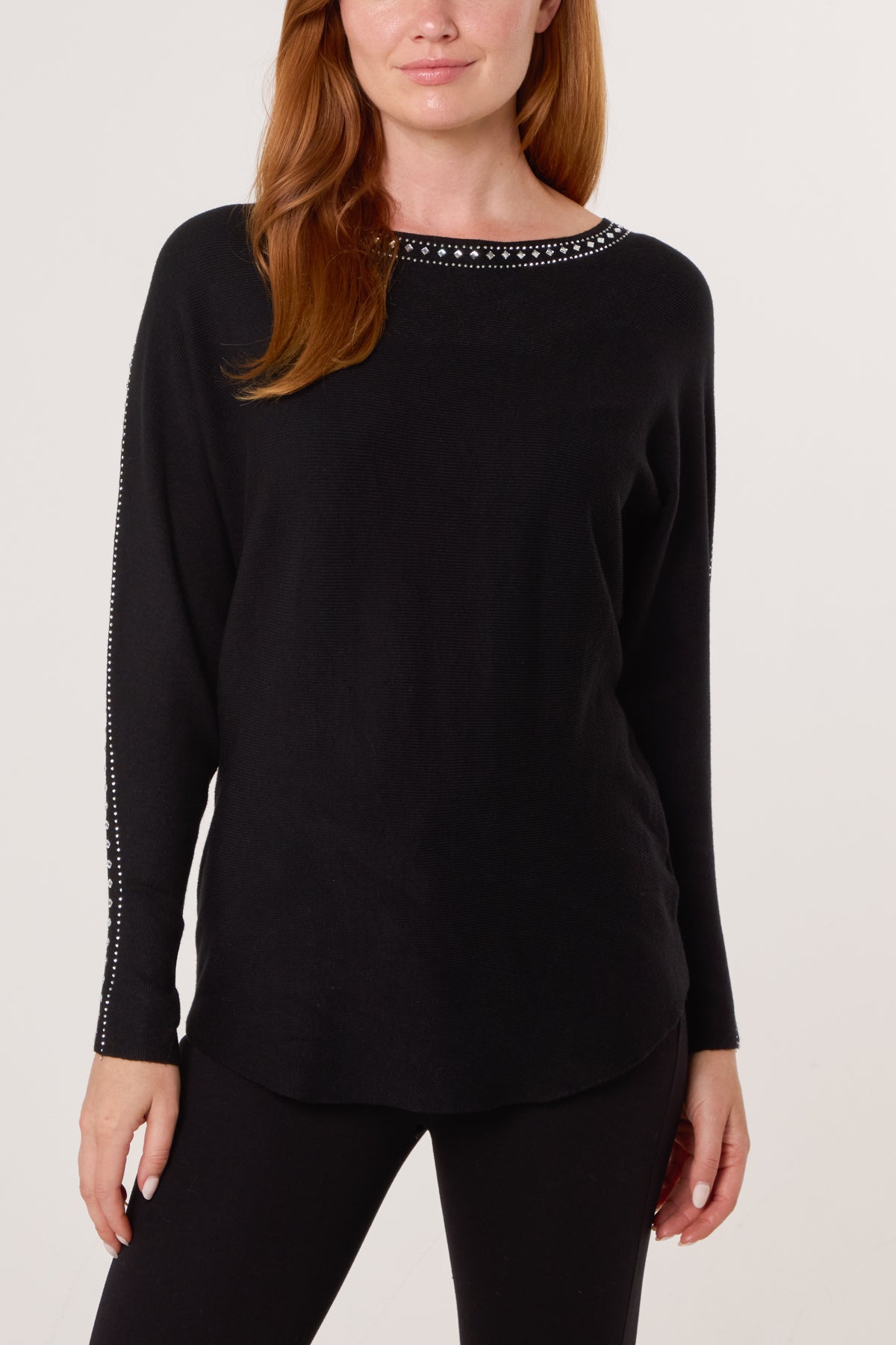 Diamante Border Fine Knit Jumper