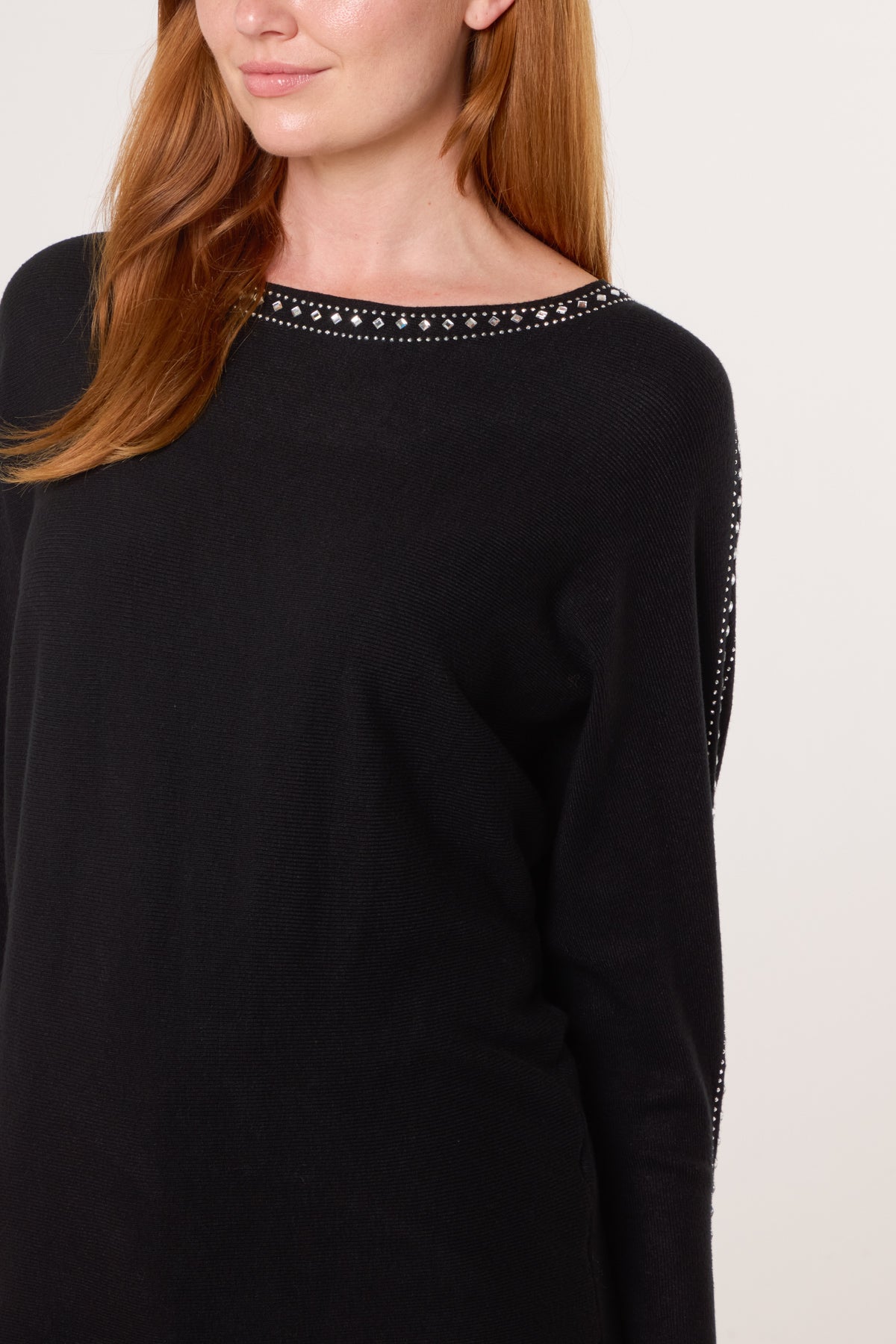 Diamante Border Fine Knit Jumper