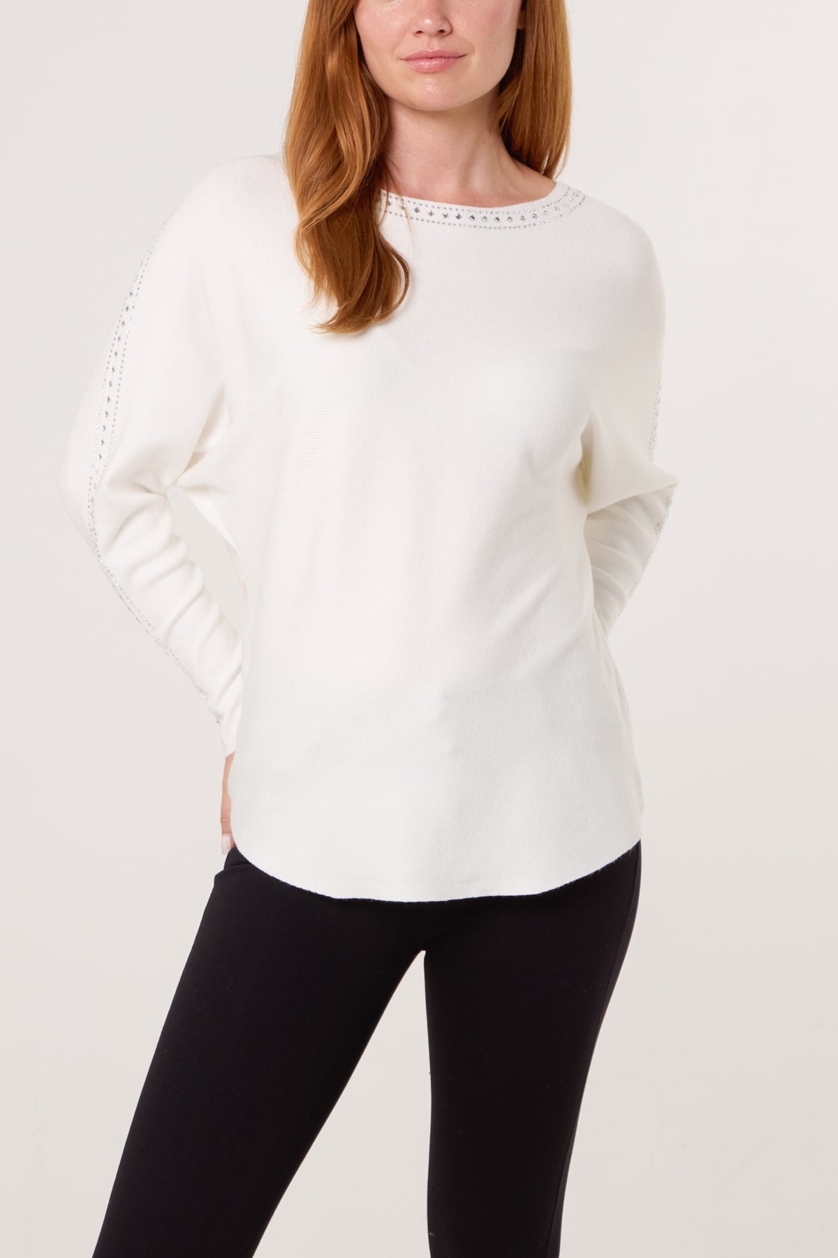 Diamante Border Fine Knit Jumper