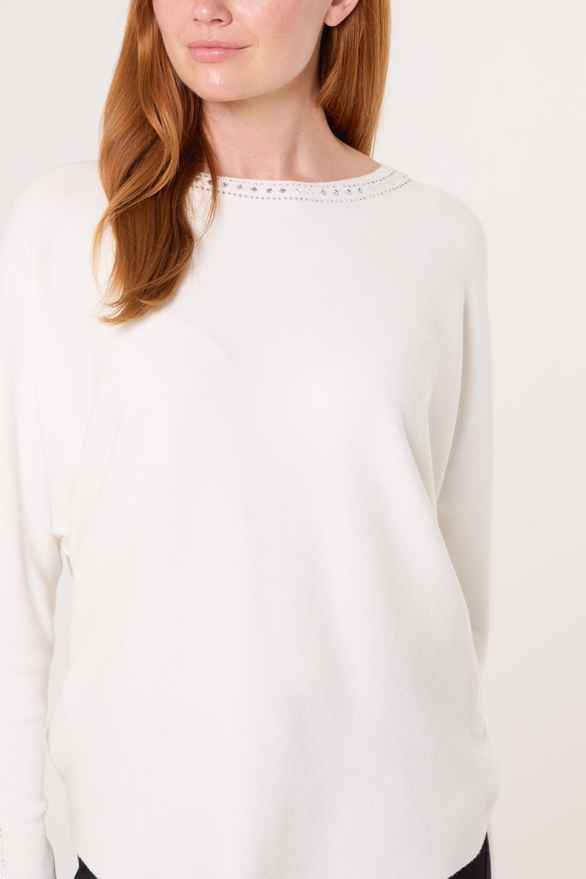 Diamante Border Fine Knit Jumper