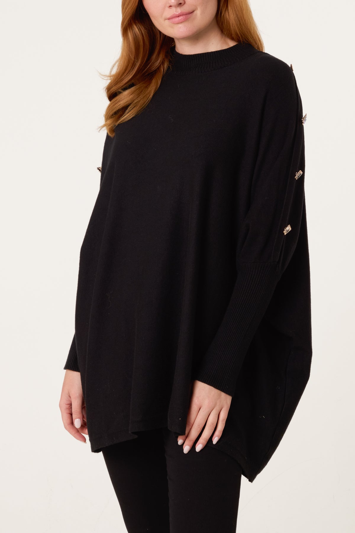 Butterfly Sleeve Ribbed Batwing Jumper