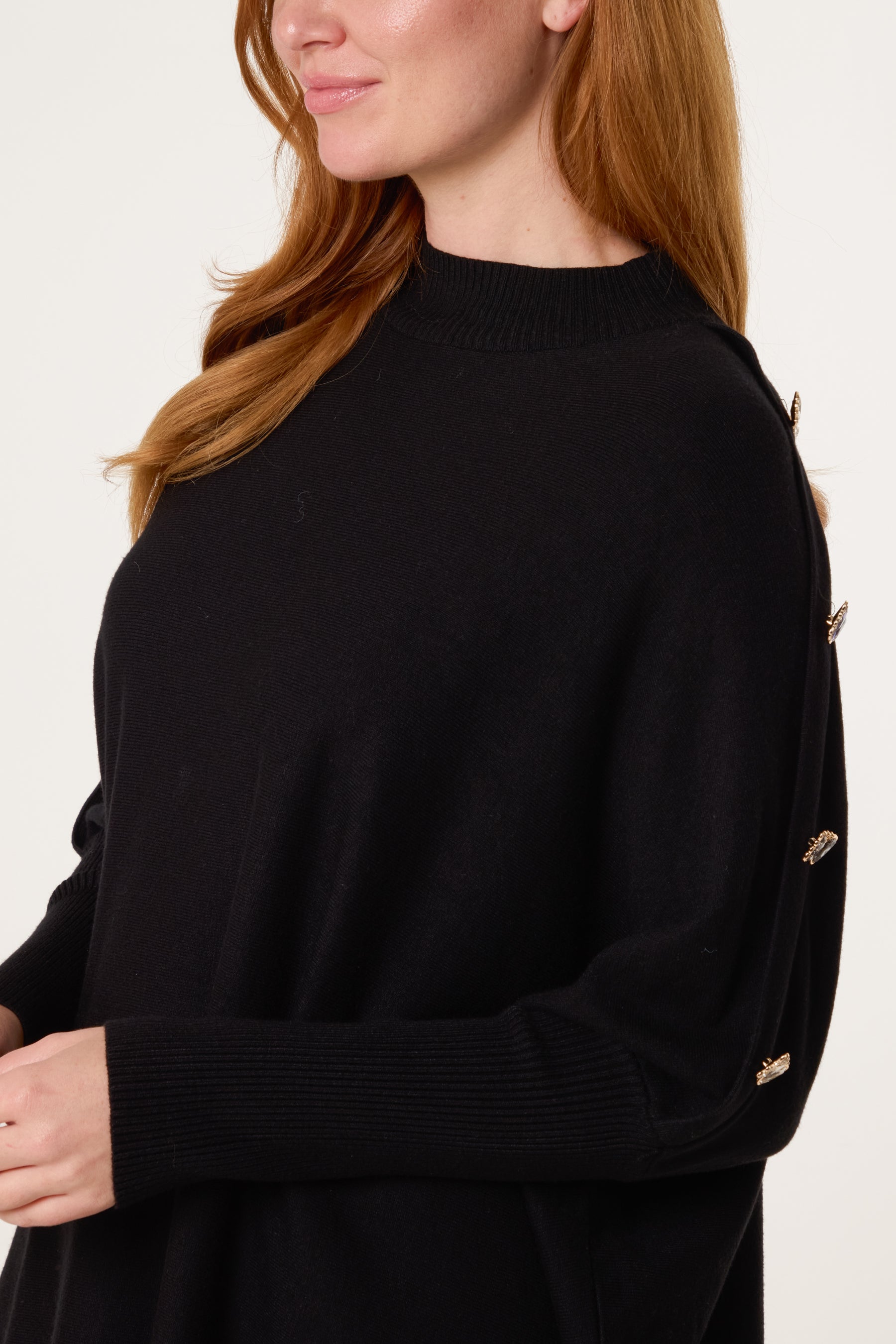 Butterfly Sleeve Ribbed Batwing Jumper