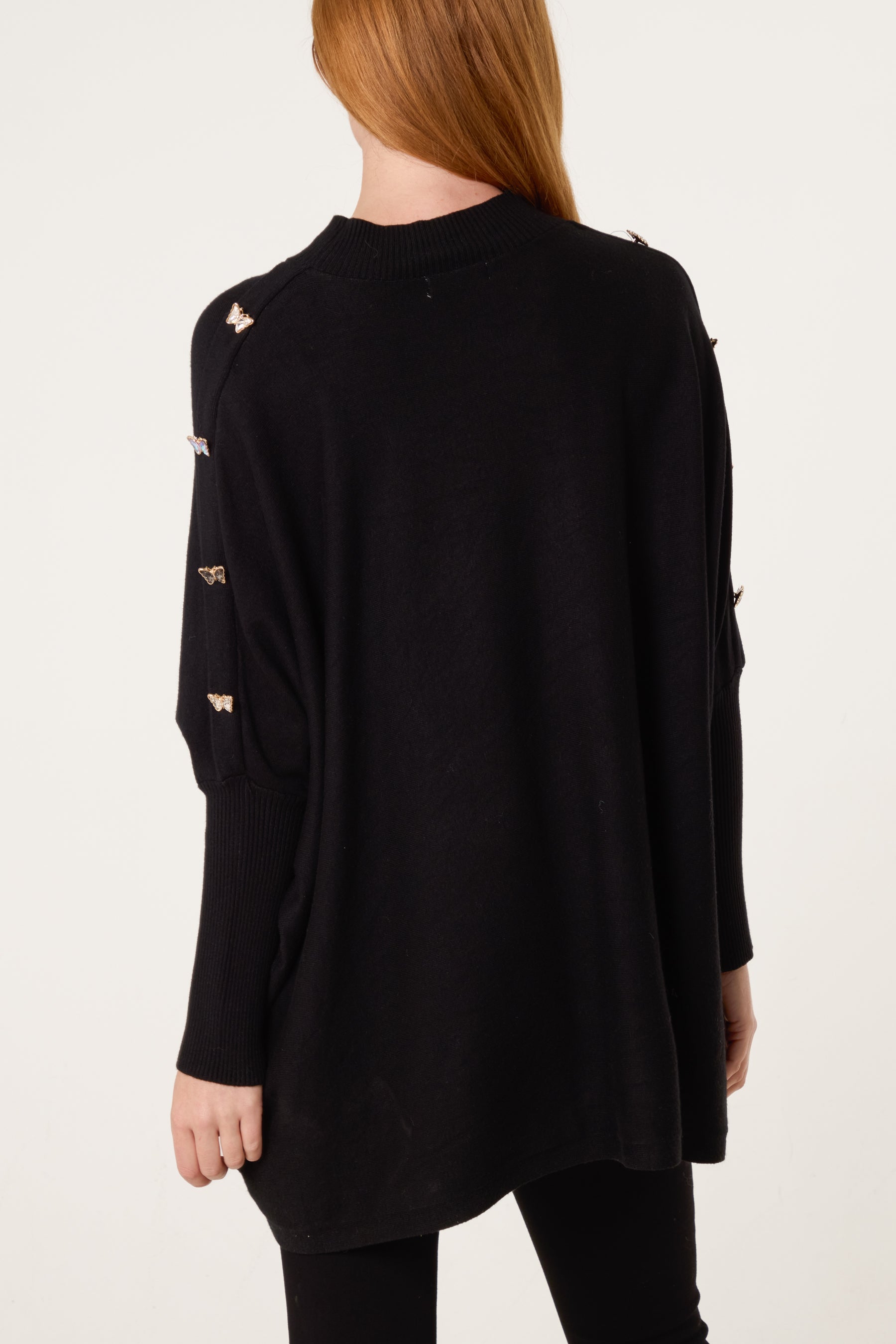Butterfly Sleeve Ribbed Batwing Jumper