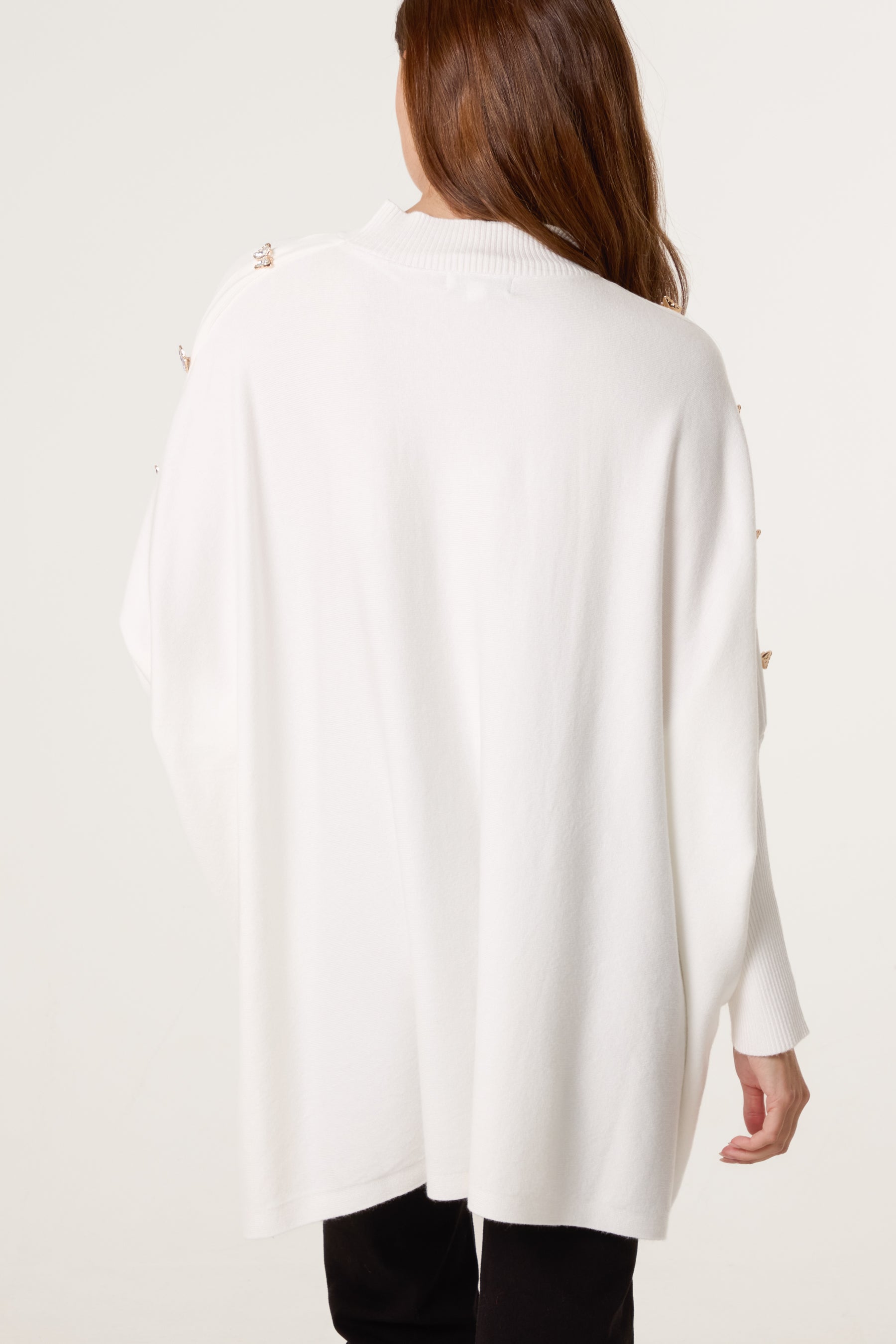 Butterfly Sleeve Ribbed Batwing Jumper