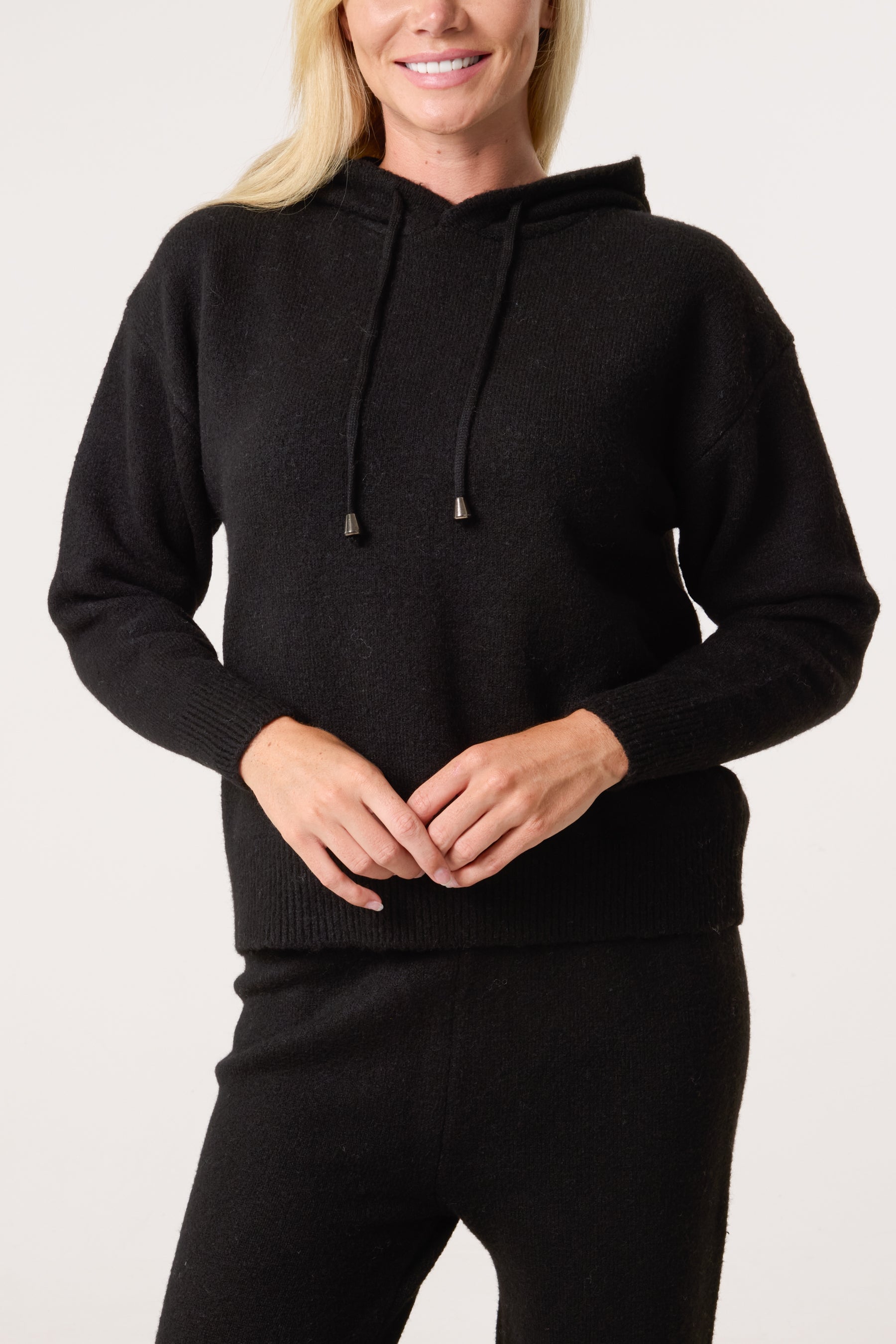 Knitted Hoodie & Wide Leg Trouser Set