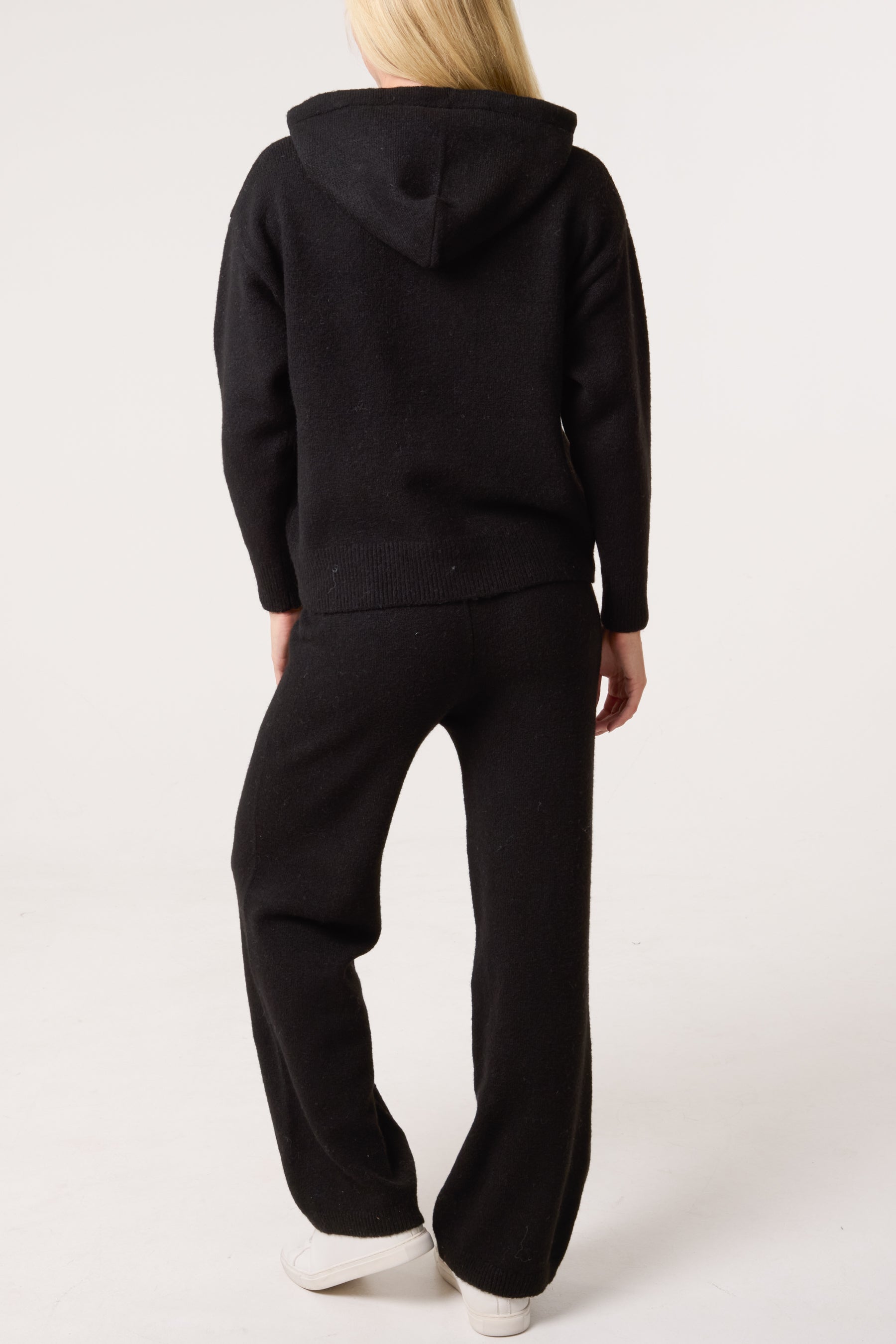 Knitted Hoodie & Wide Leg Trouser Set