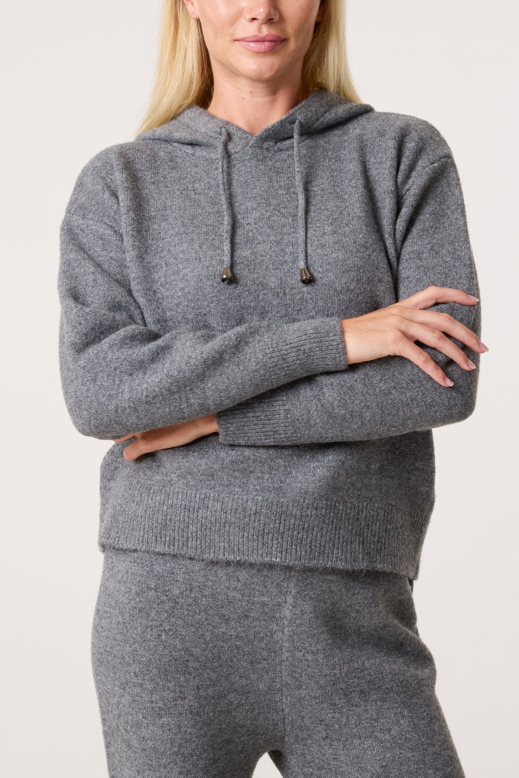 Knitted Hoodie & Wide Leg Trouser Set