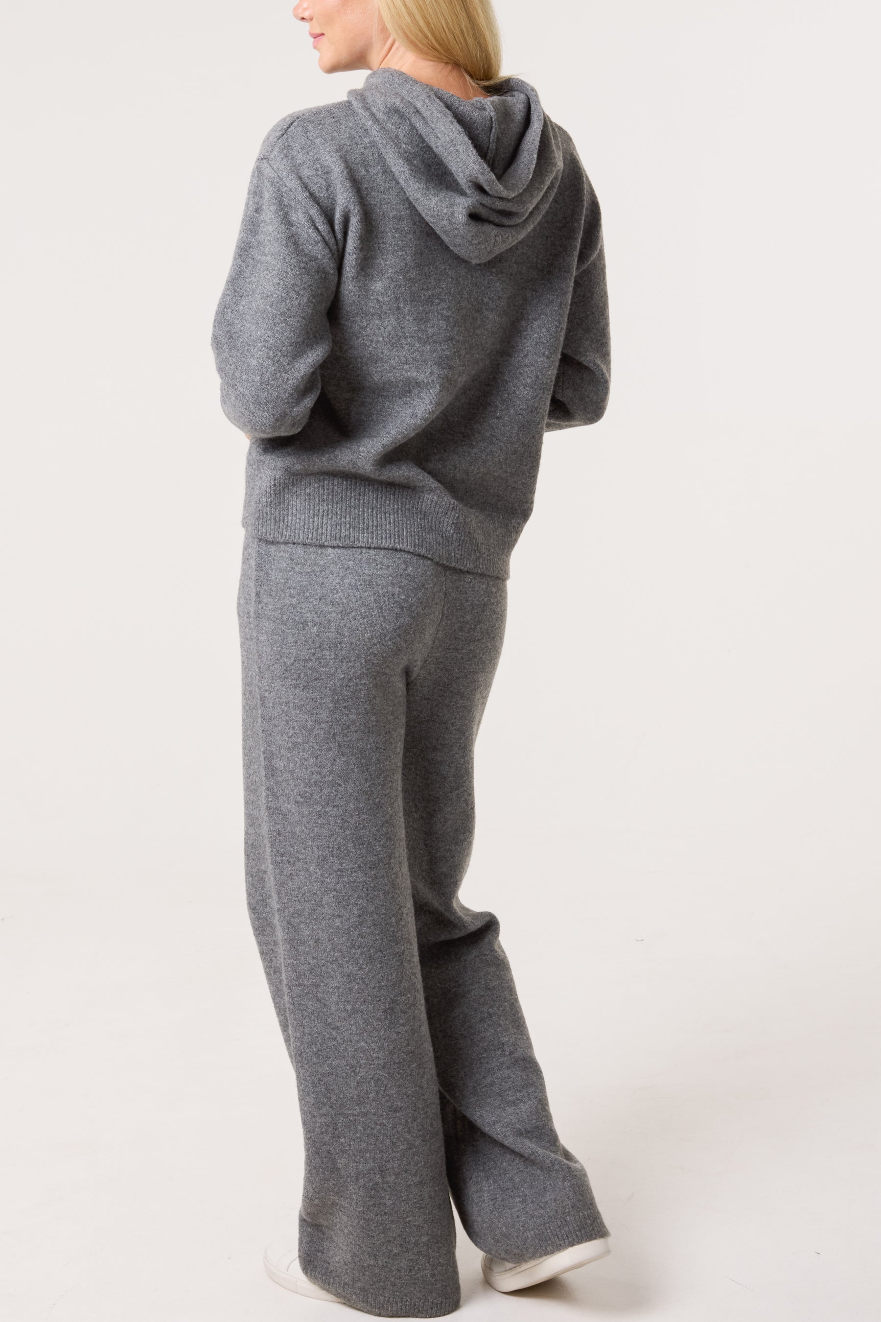 Knitted Hoodie & Wide Leg Trouser Set