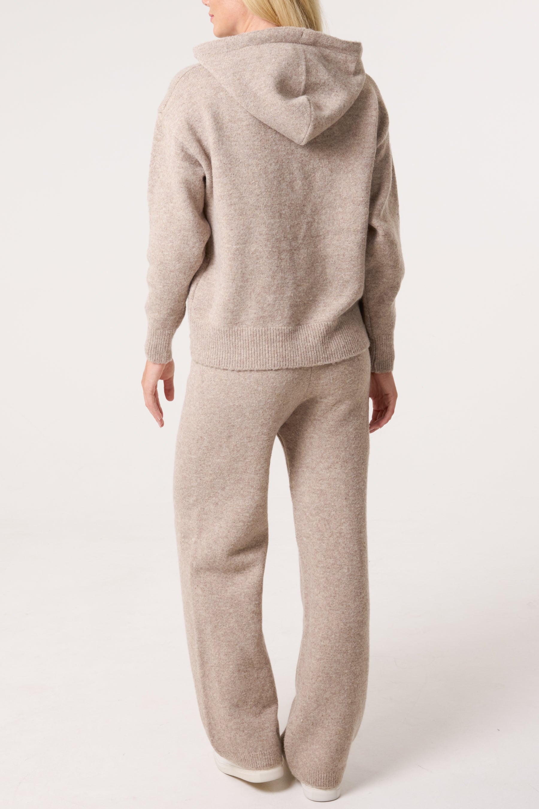 Knitted Hoodie & Wide Leg Trouser Set