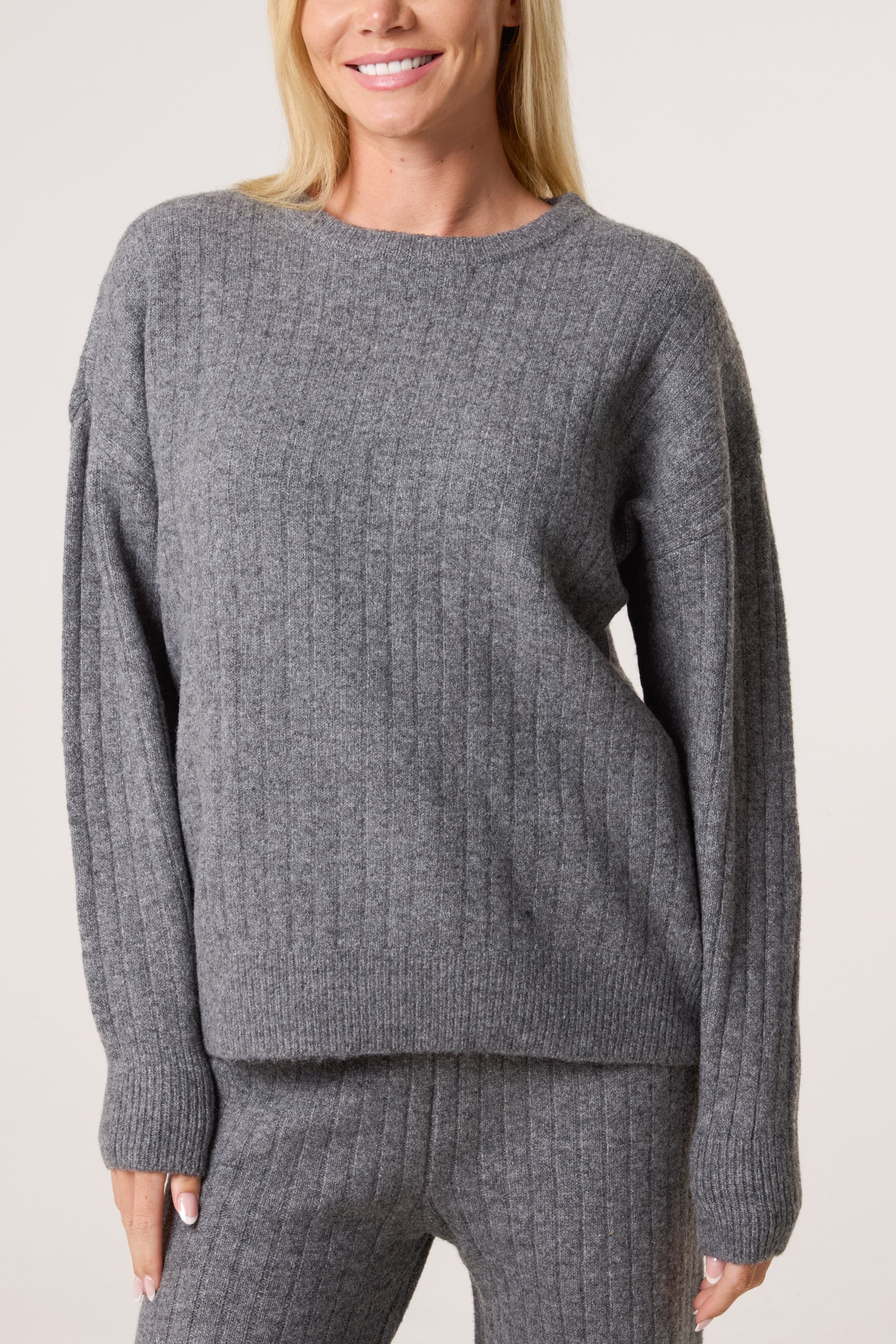 Ribbed Knit Jumper & Trousers Set