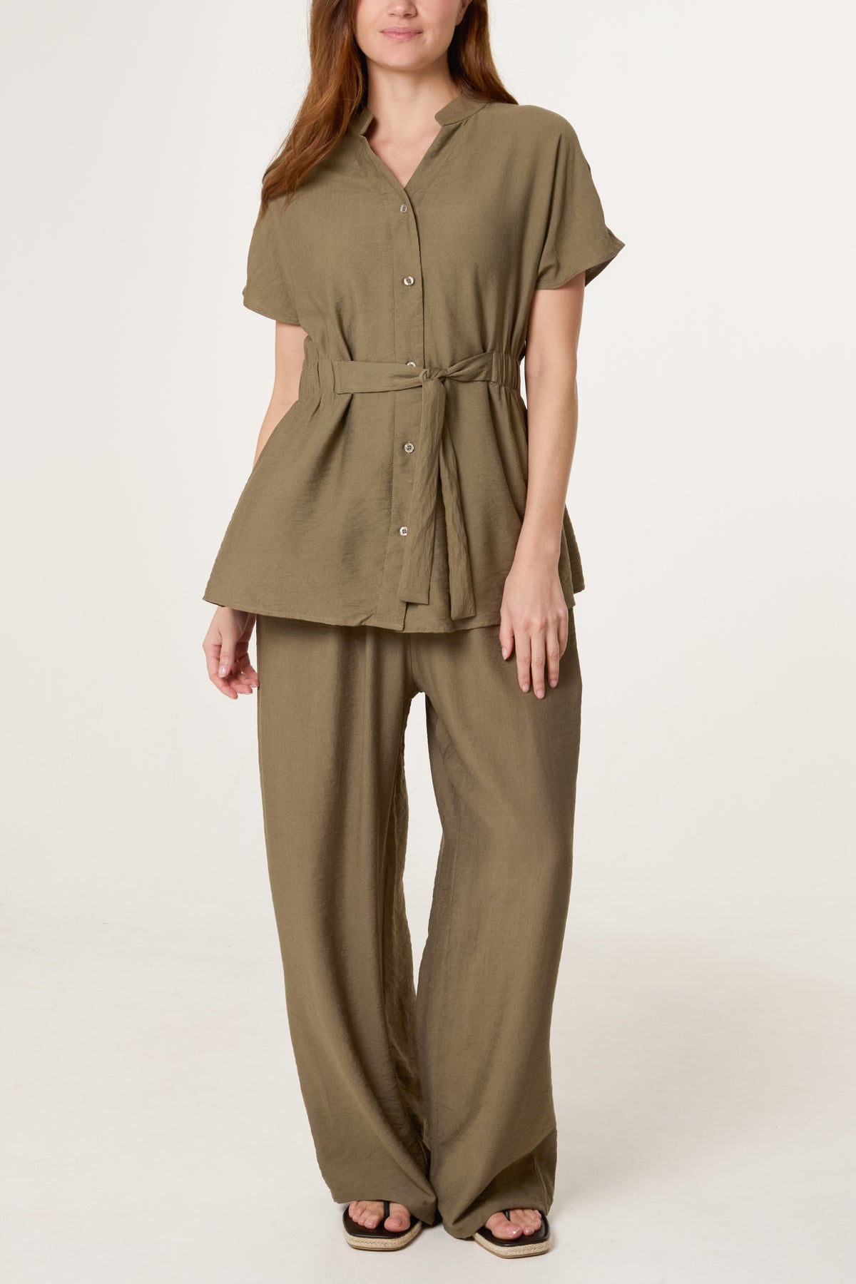 Belted Short Sleeve Shirt & Trouser Co-Ord