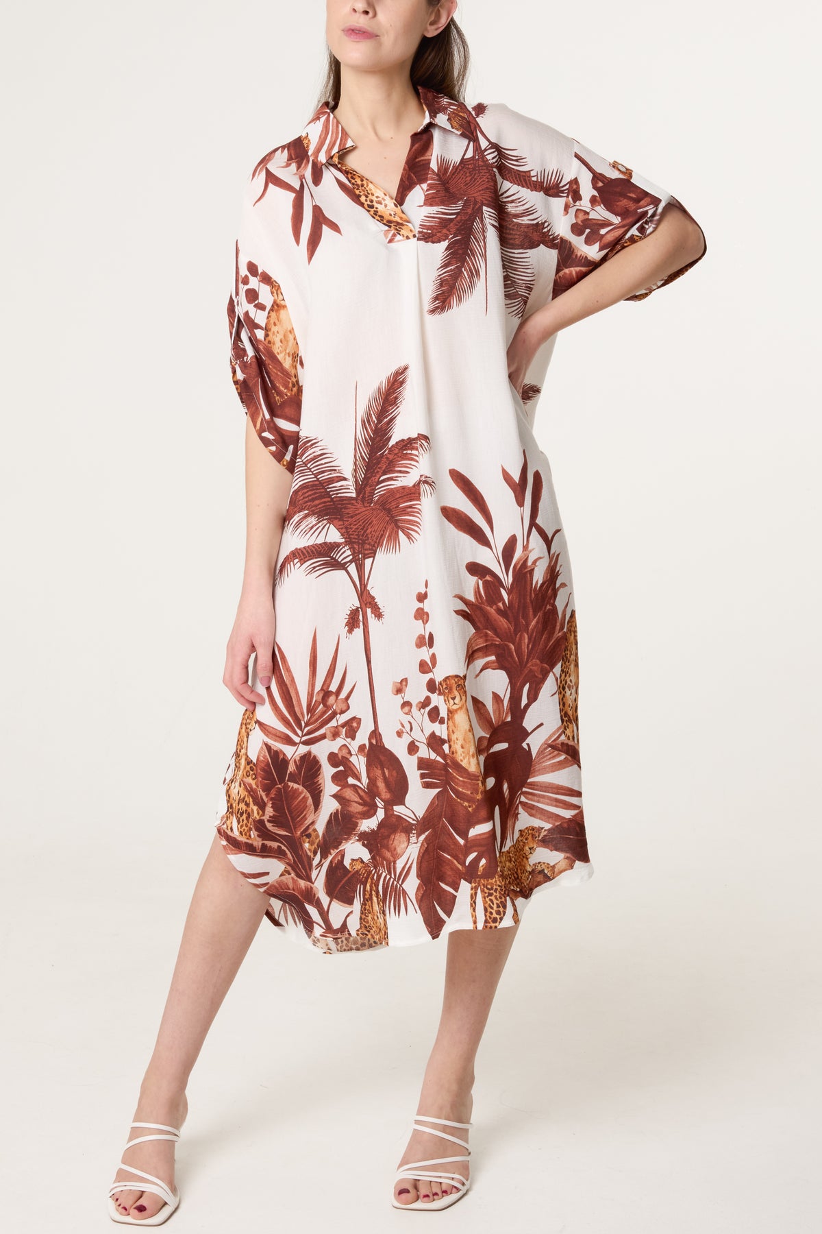 Jungle Border Print Midi Dress