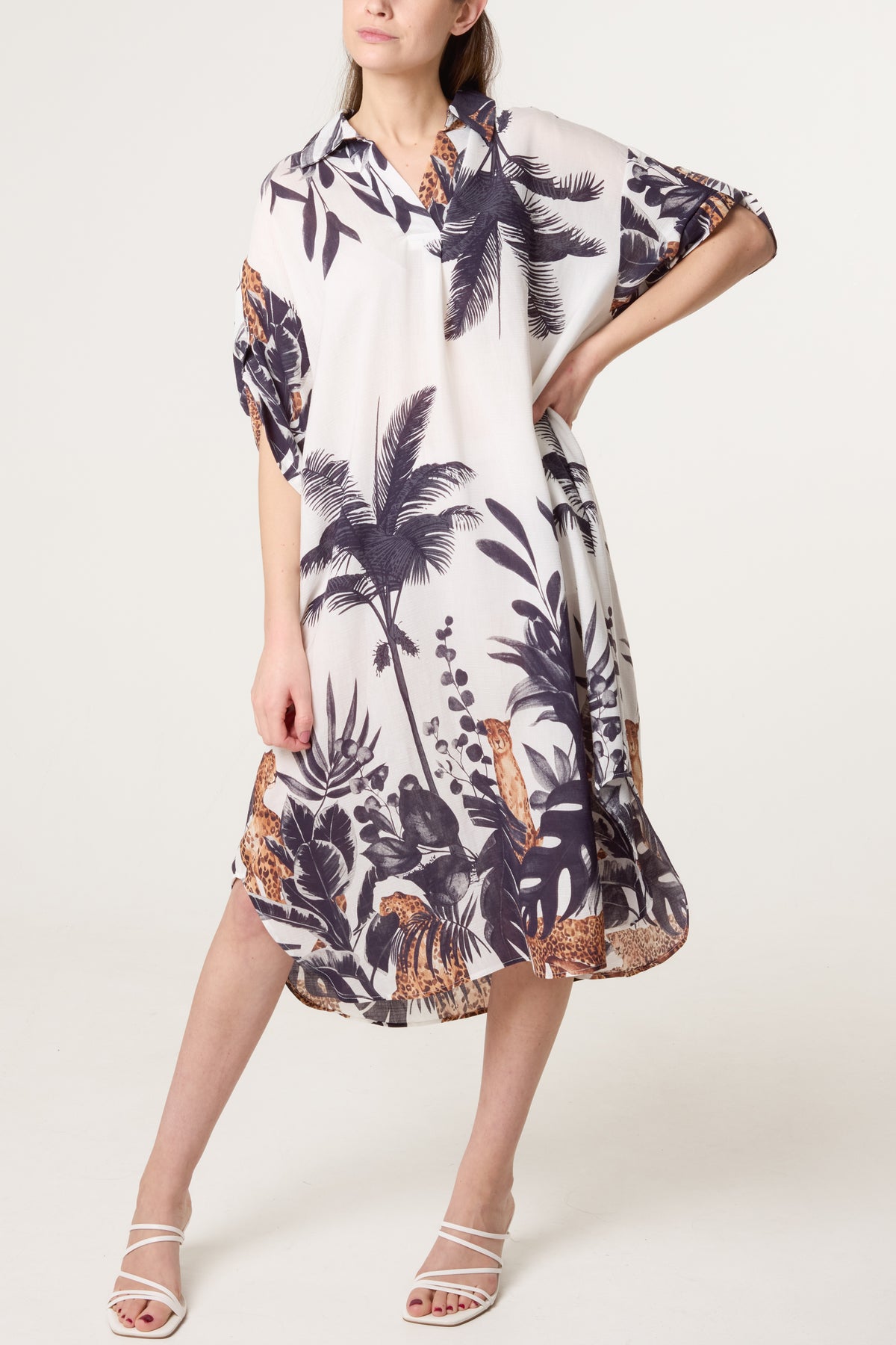 Jungle Border Print Midi Dress