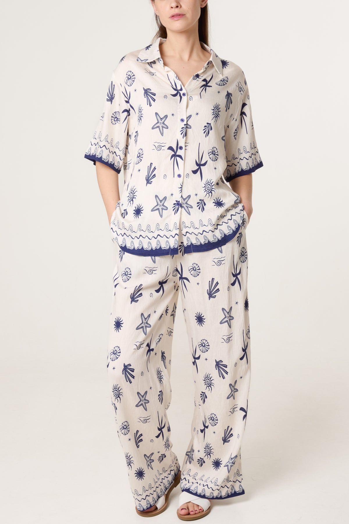 Marine Print Shirt & Trouser Co-Ord Set