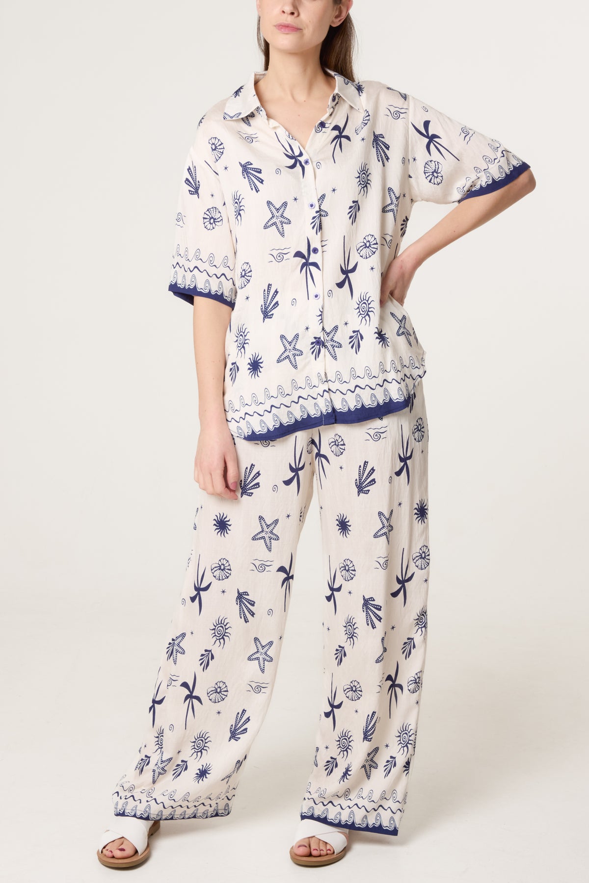 Marine Print Shirt & Trouser Co-Ord Set