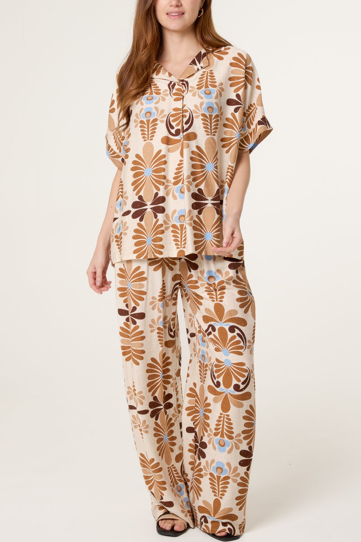 Abstract Floral Top & Trouser Set